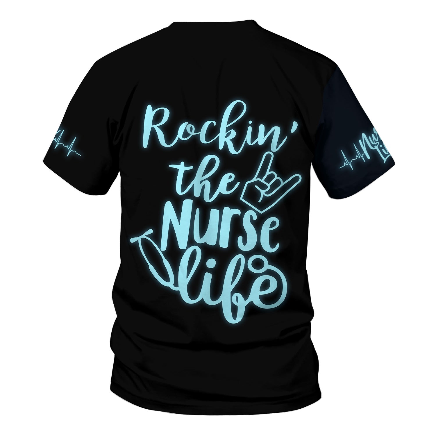 Custom Skeleton Hand Nurse Scrub Top - Rockin the Nurse Life  Quote - Gift for RN, CNA, LPN, Healthcare Worker