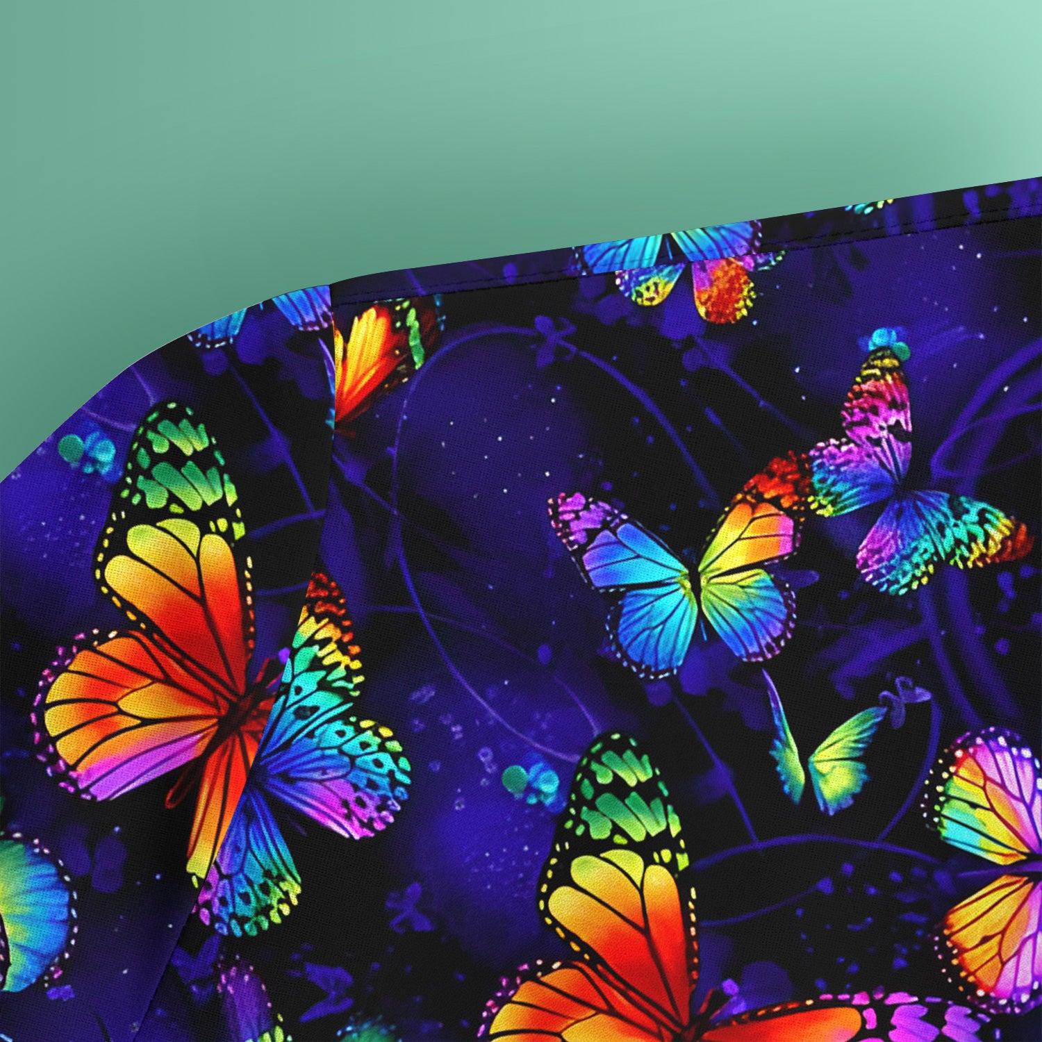 Vibrant Rainbow Butterfly Galaxy Pattern Scrub Top, Comfortable Scrubs for Nurses