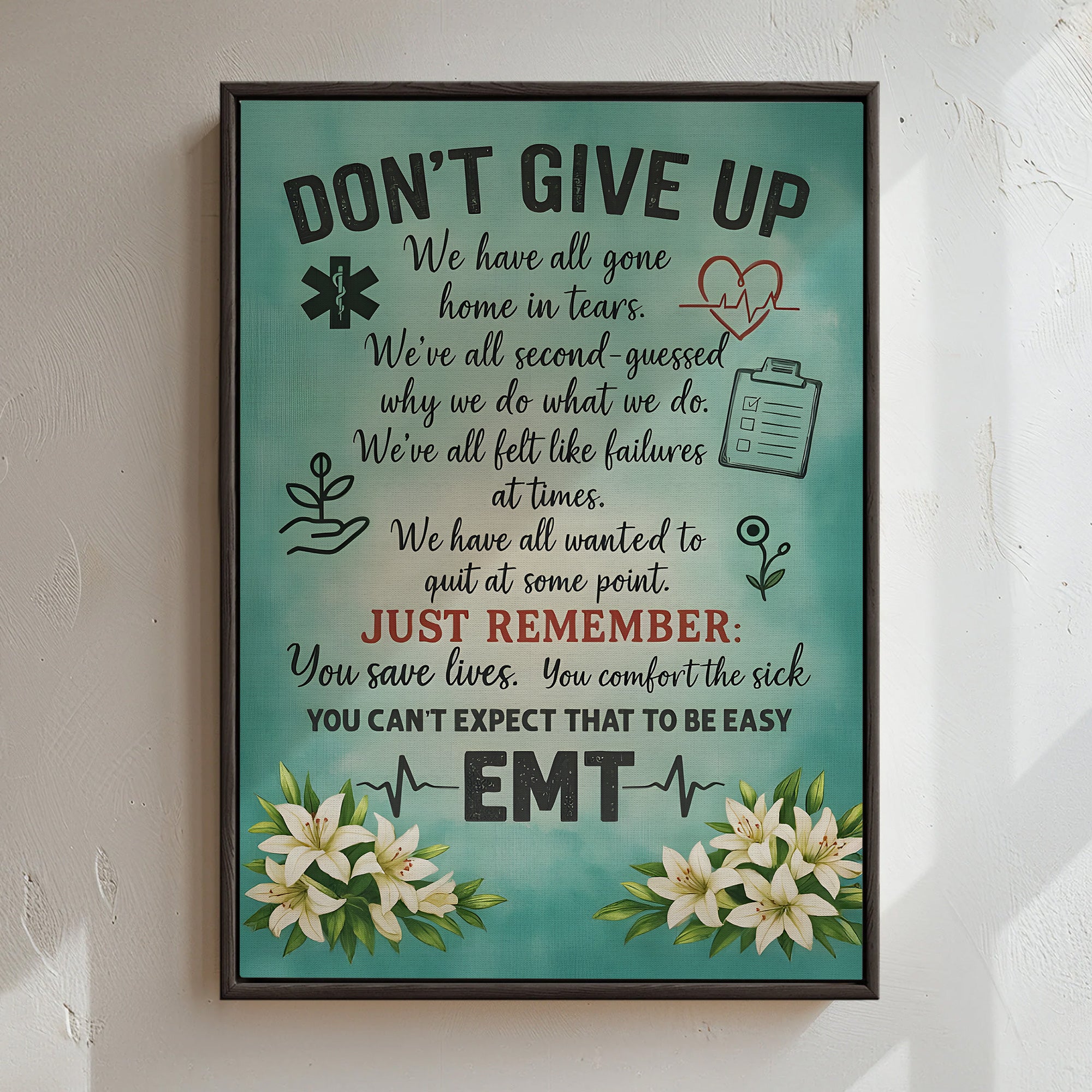 Vintage Paramedic Wall Art, Just Remember You Save Lives Canvas, ER Nurses & Medical Staff Gift