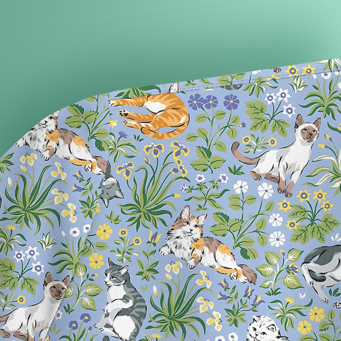 Cute Floral Cat Garden Pattern Scrub Top, Comfortable Scrubs for Nurses