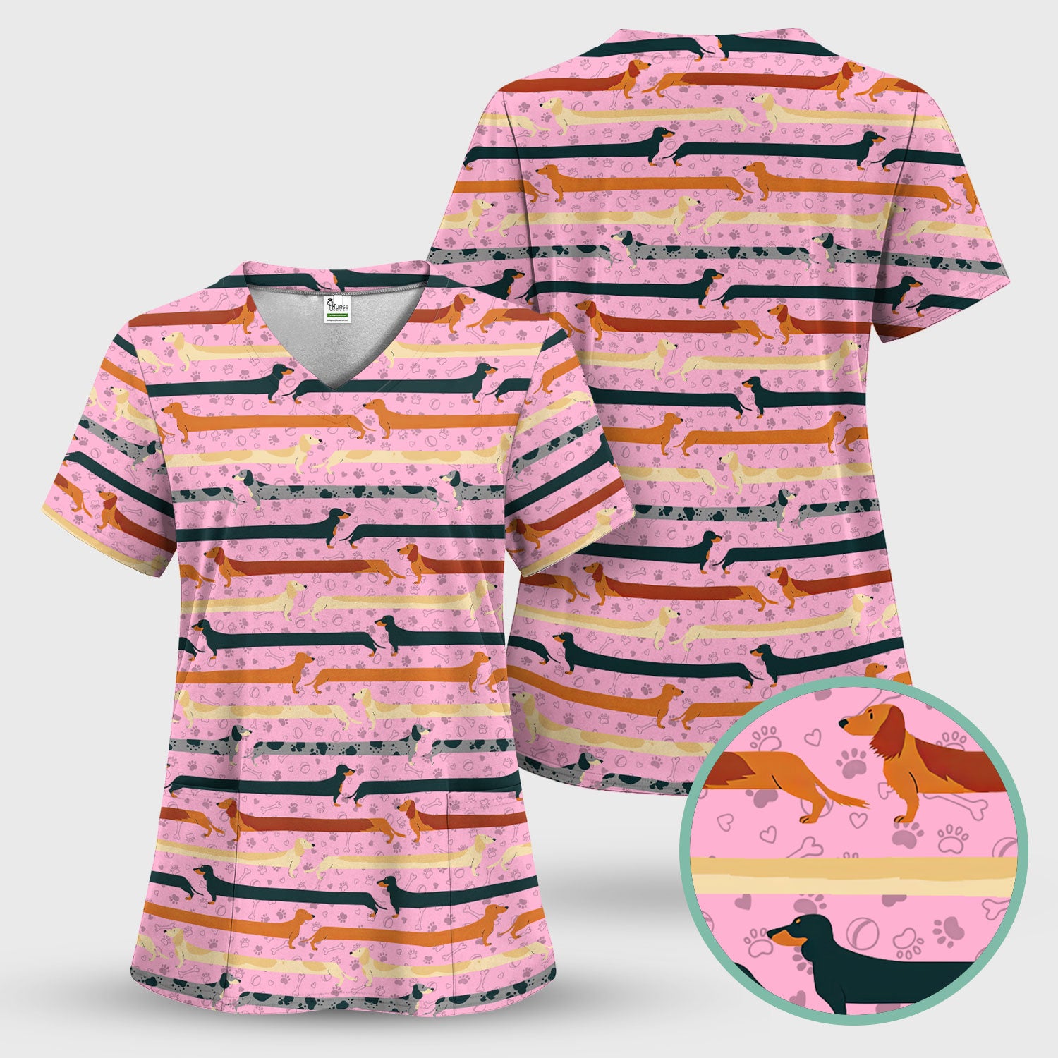 Cute Dachshund Scrub Top for Women - It’s Been a Long Day Wiener Dog Shirt - Cute Sausage Dog Nurse Uniform Gift