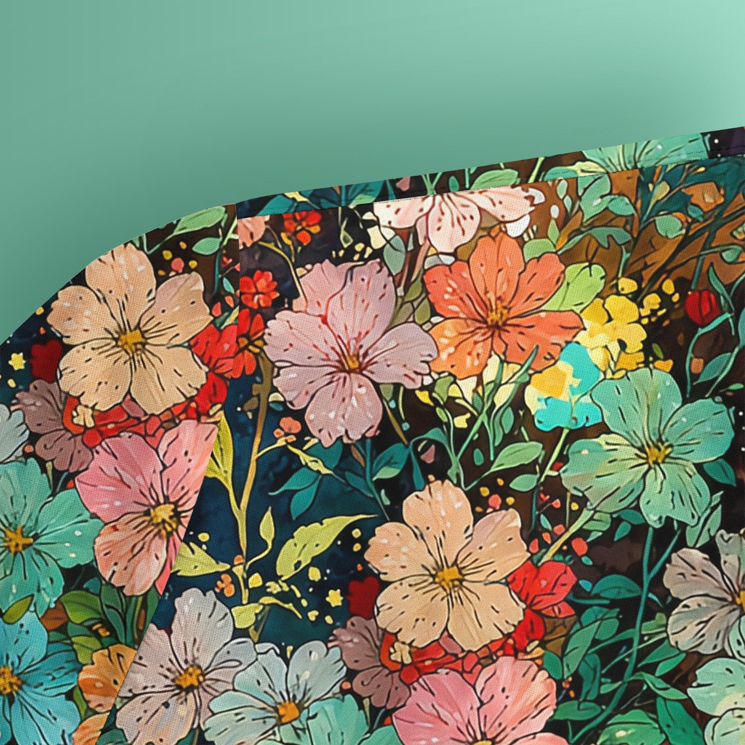 Colorful Wildflower Garden Bloom Pattern Scrub Top, Comfortable Scrubs for Nurses
