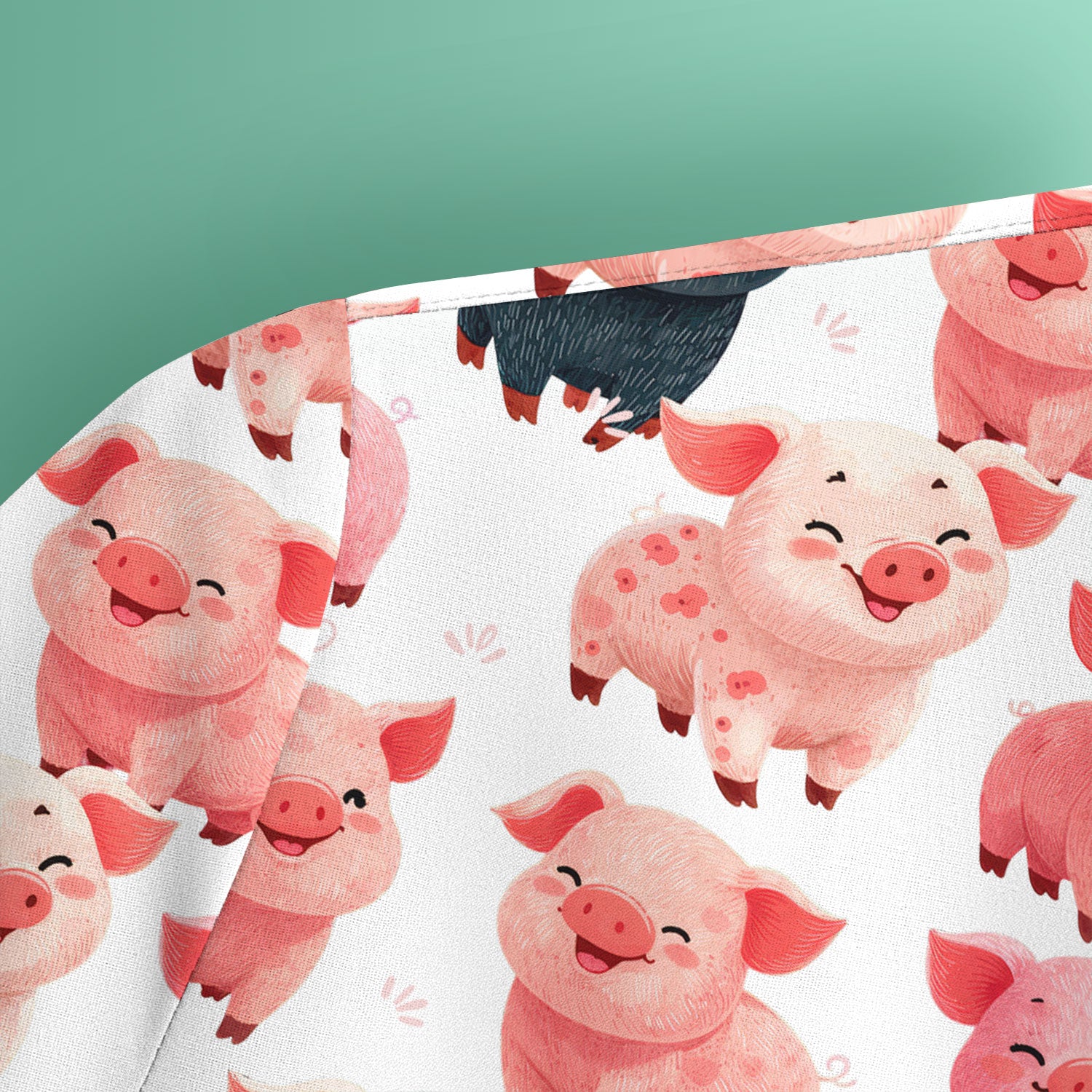 Funny Farm Pig Cartoon Pattern Scrub Top, Comfortable Scrubs for Nurses