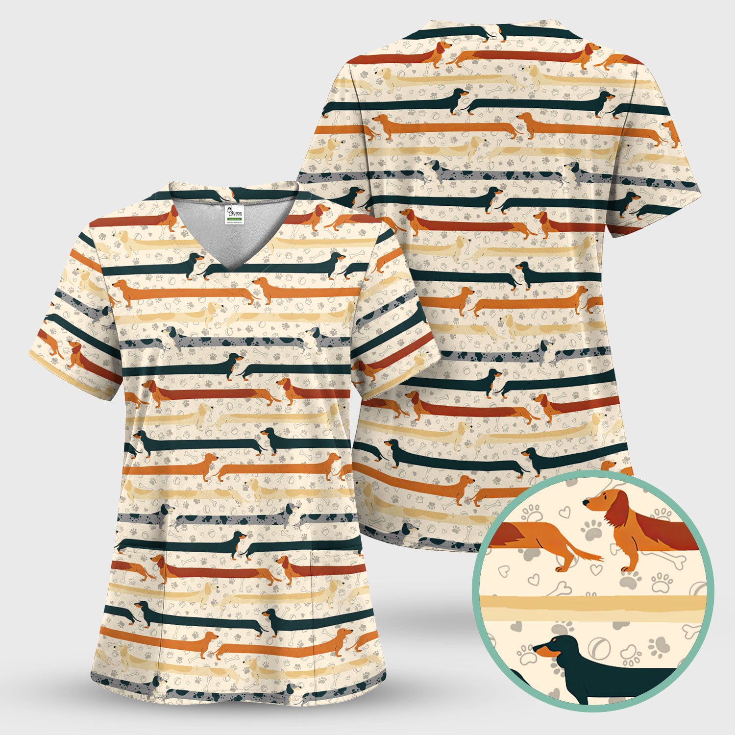 Cute Dachshund Scrub Top for Women - It’s Been a Long Day Wiener Dog Shirt - Cute Sausage Dog Nurse Uniform Gift