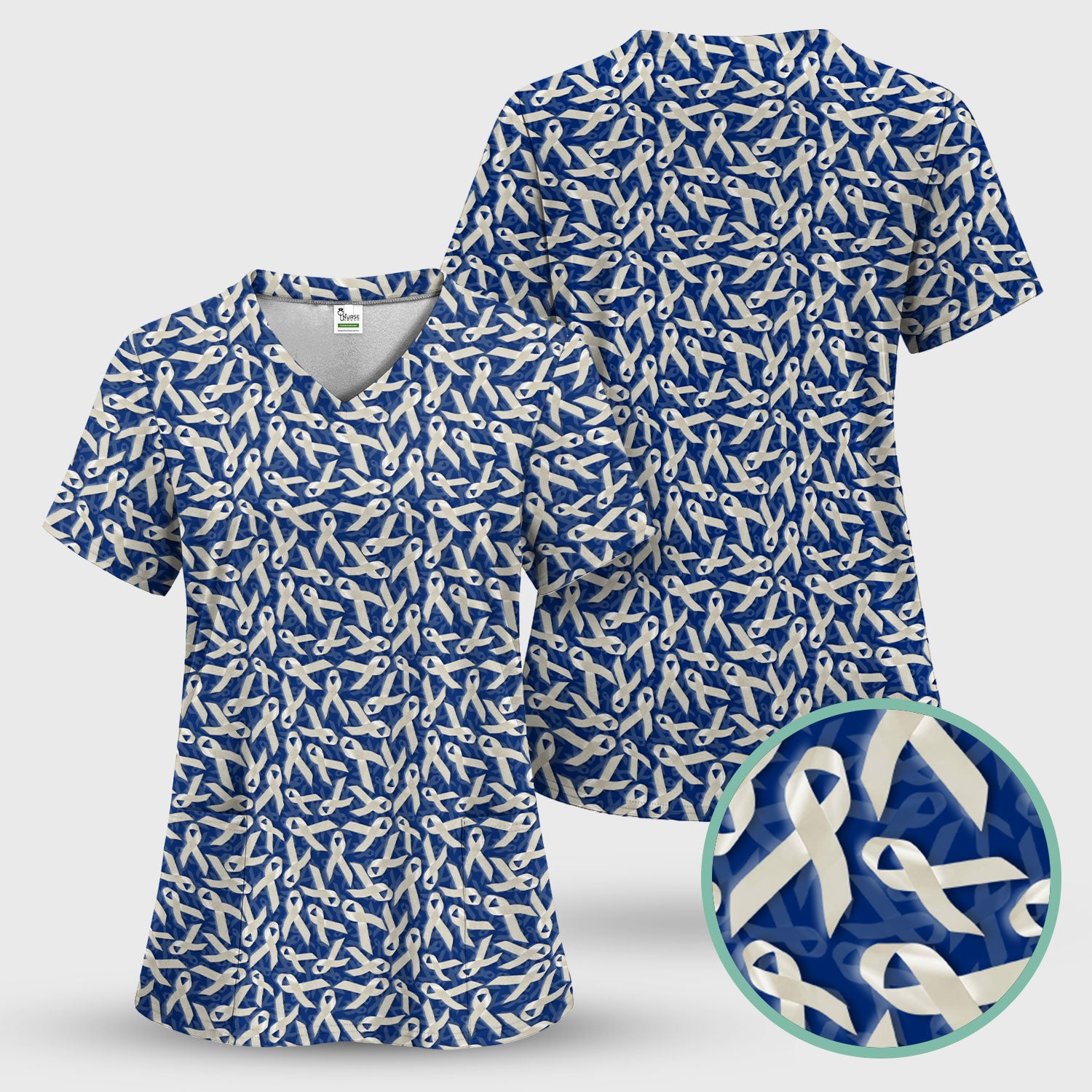 White Ribbon Lung Cancer Scrub Top - Awareness Nurse Shirt for Doctors & Nurses - Meaningful Gift for Survivors Supporters Loved Ones