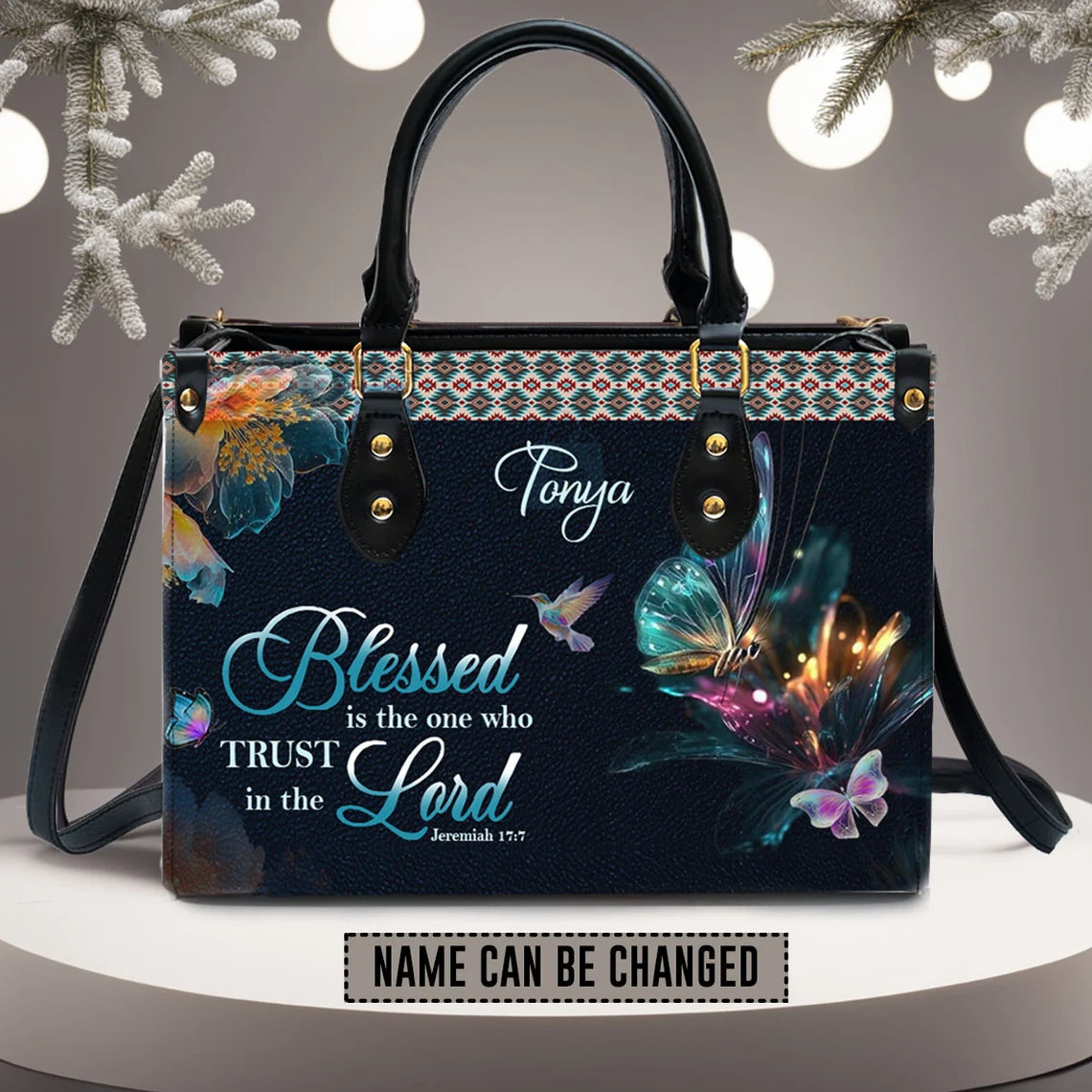 Personalized Nurse Life Leather Handbag for Women, Blessed Trusts in the Lord, CNA RN LPN Healthcare Worker Gift
