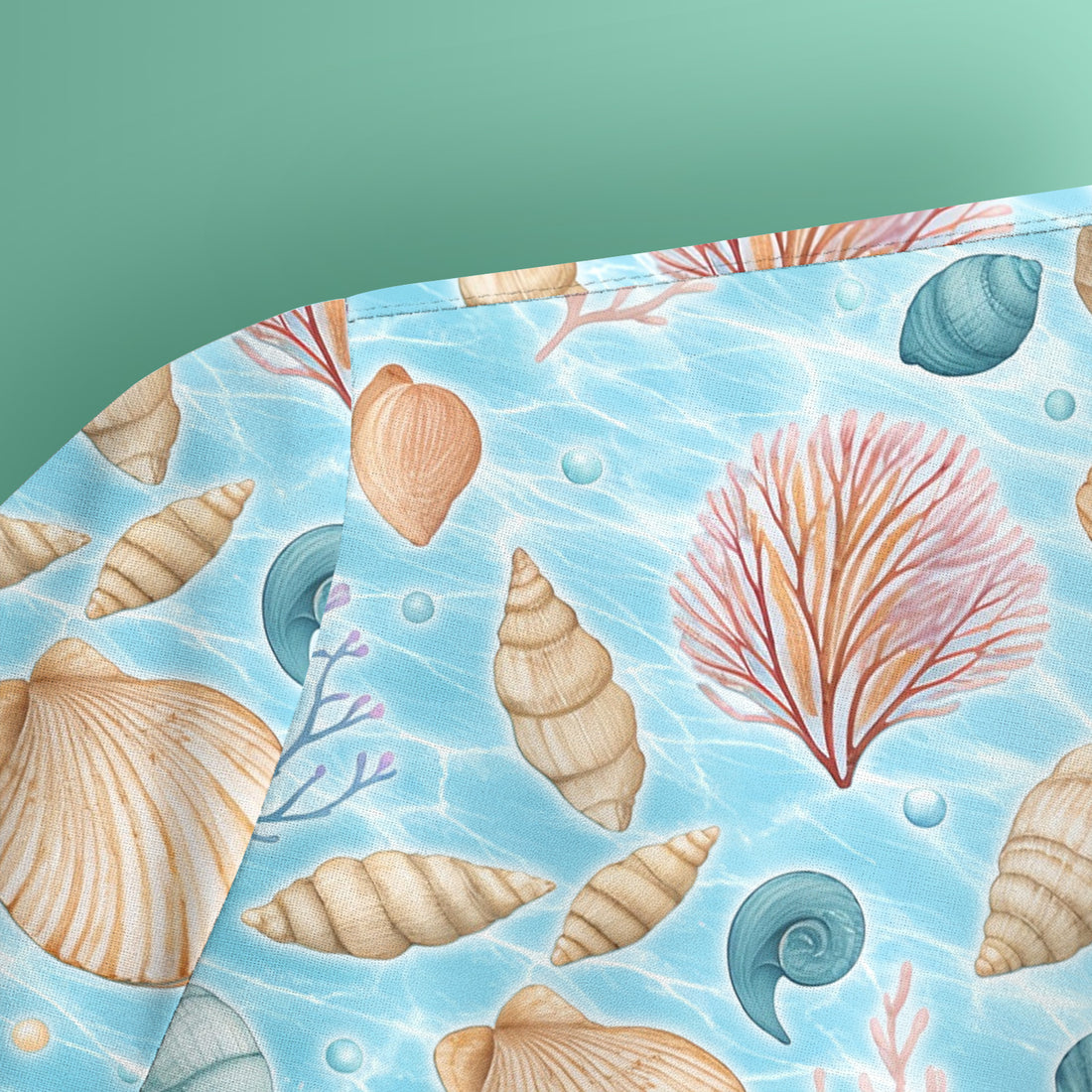 Cute Nurse Coastal Seashell And Coral Reef Scrub Top, Breathable Fabrics Nursing Uniform