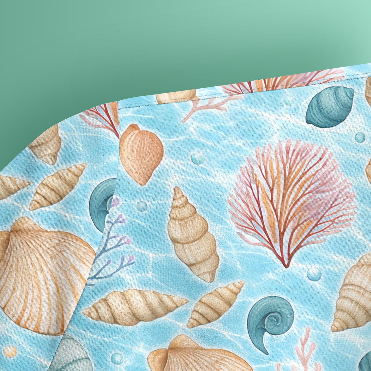 Cute Nurse Coastal Seashell And Coral Reef Scrub Top, Breathable Fabrics Nursing Uniform