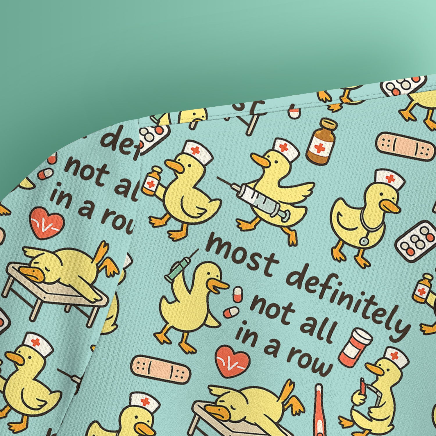 Funny Nurse Duck Medical Humor Pattern Scrub Top, Comfortable Scrubs for Nurses