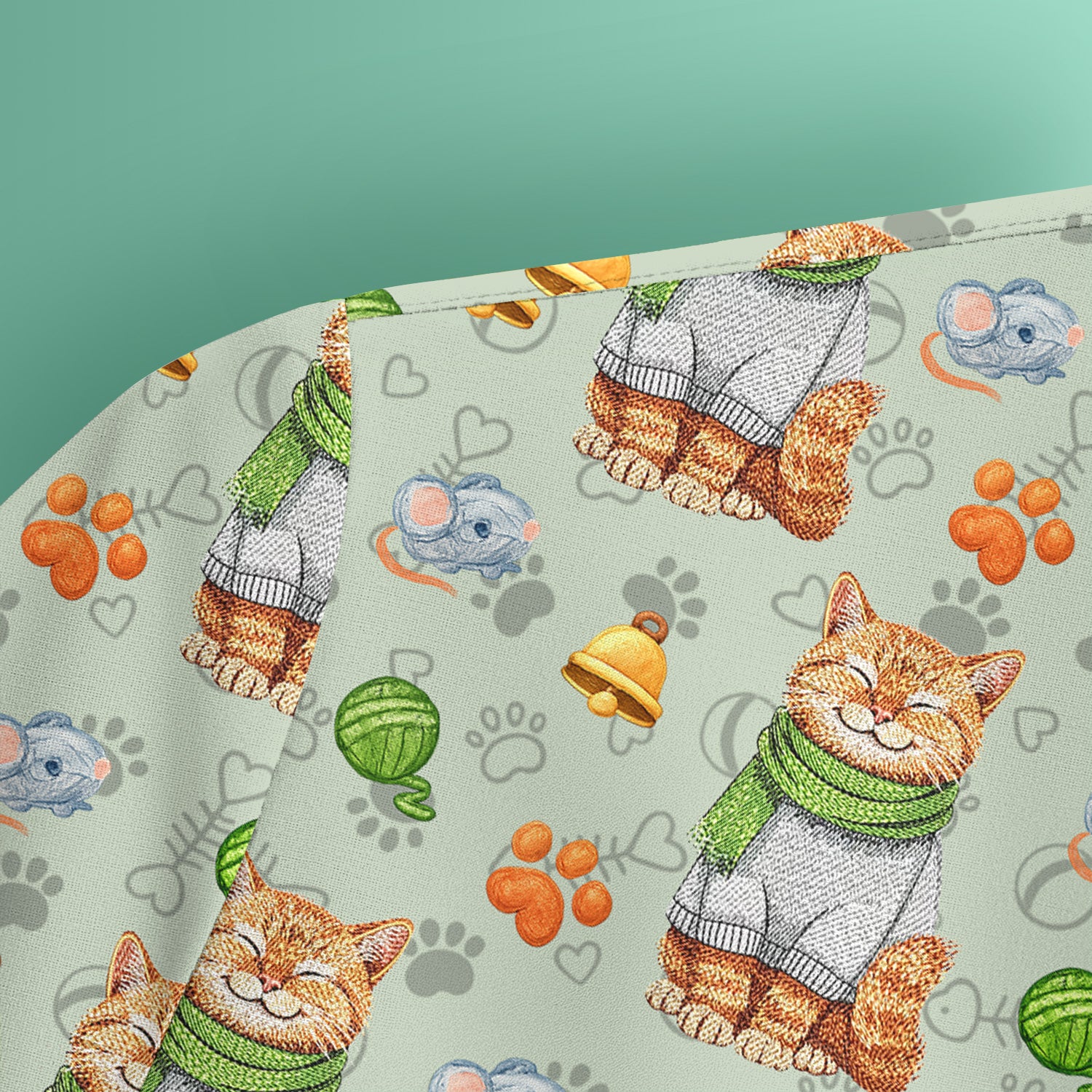 Adorable Cat Lover Nurse Scrub Top, Cute Cat Medical Pattern Shirt, Breathable Fabrics Nursing Uniform