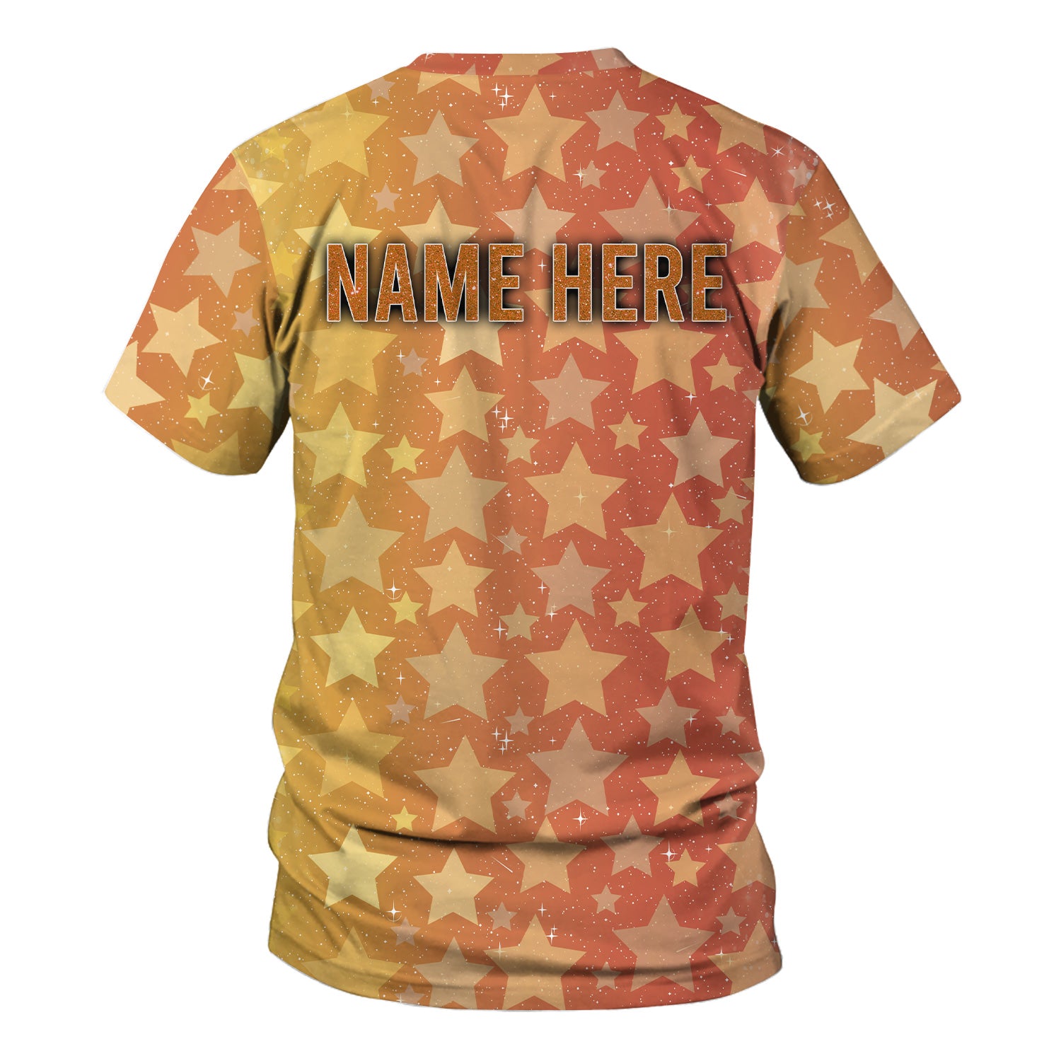 Custom Women's Showgirl Tee - All-Over Print Sparkly Star TS12 Orange Shirt  - Gift for RN LPN CNA