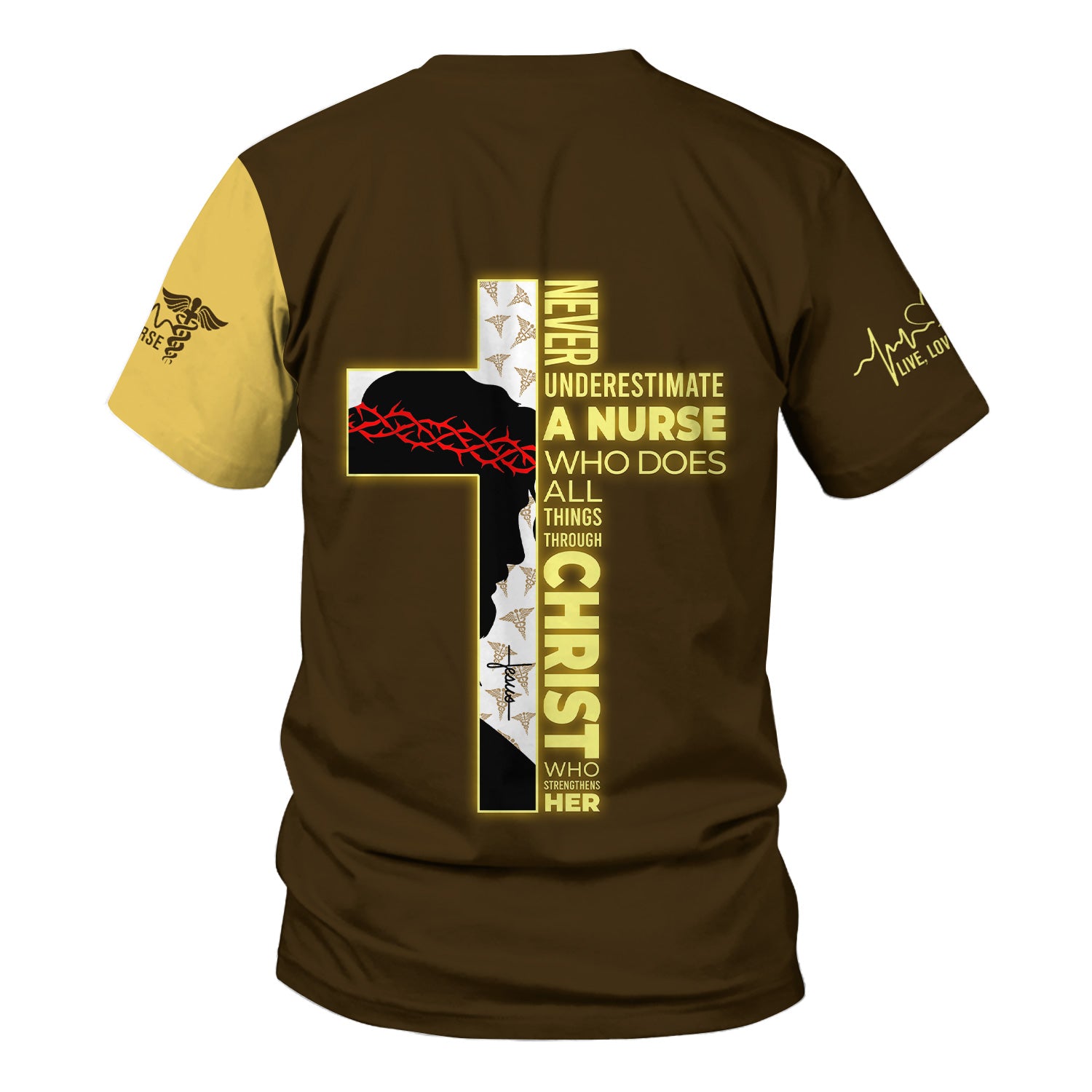Christian Nurse Shirt for Women RN LPN CNA - Personalized Prayer Design with Dove and DNA Cross - Faith-Based Gift for Healthcare Workers Who Trust in Christ