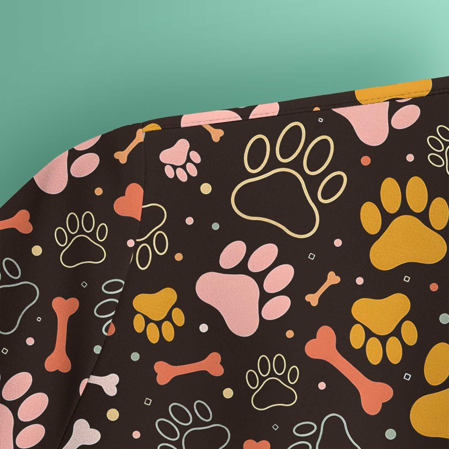 Cute Paw Print Dog Pattern Scrub Top, Comfortable Scrubs for Nurses