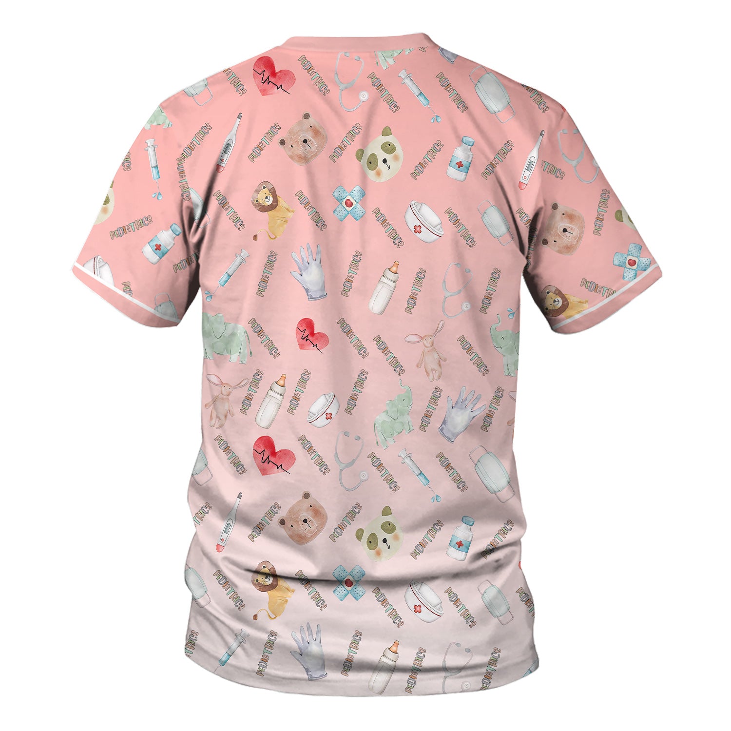 Adorable Pediatric Medical Scrub - Medical Uniform Top with Animal & Heart Icons - Gift for RN, CNA, LPN, Healthcare Worker