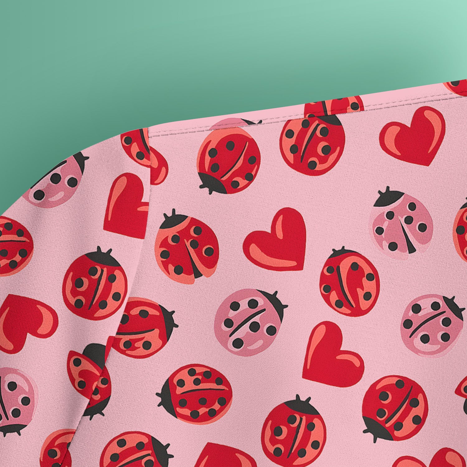 Cute Ladybug and Red Heart All Over Print Scrub Top, Comfortable Scrubs for Nurses