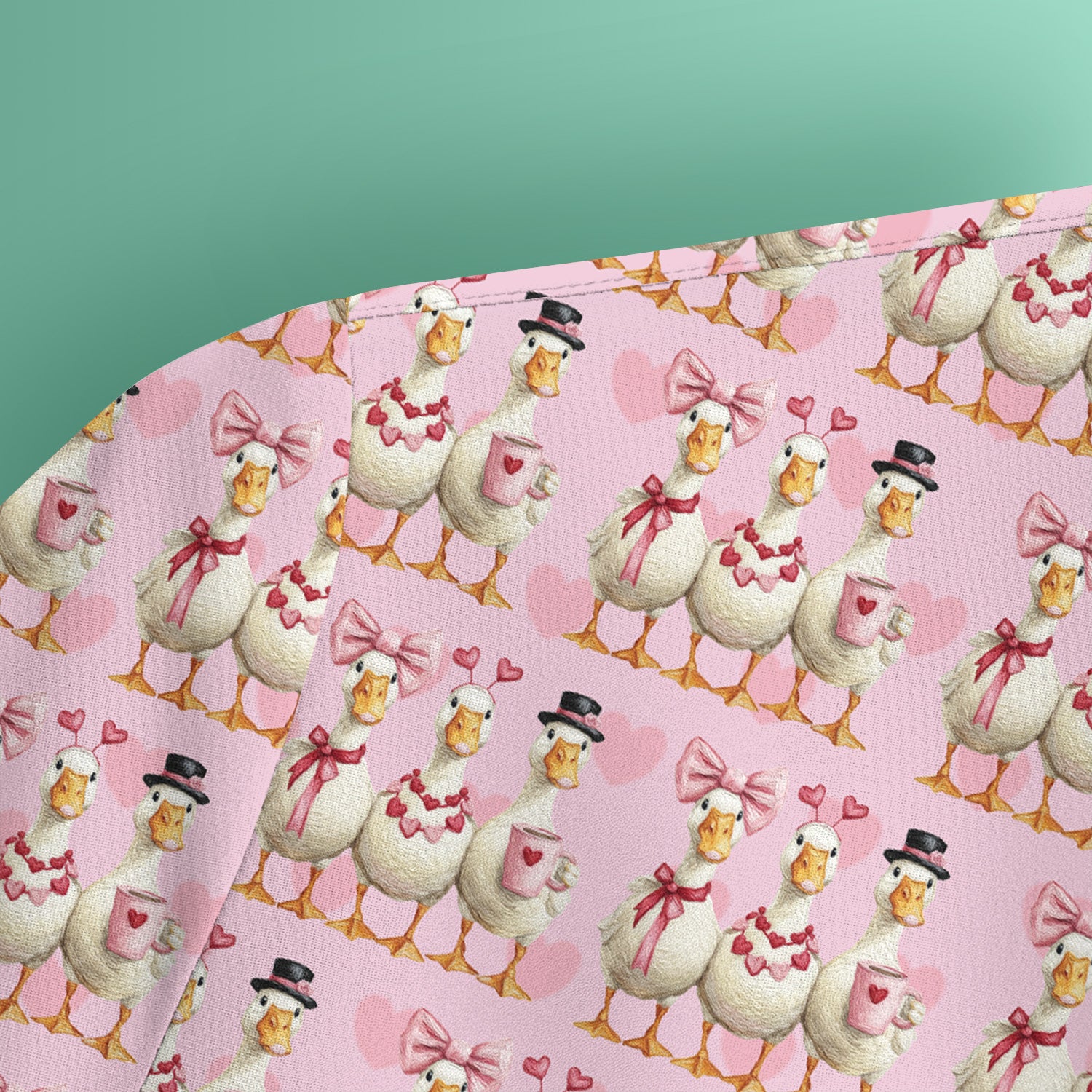 Charming Valentine Goose Heart Pink Design Scrub Top, Comfortable Scrubs for Nurses