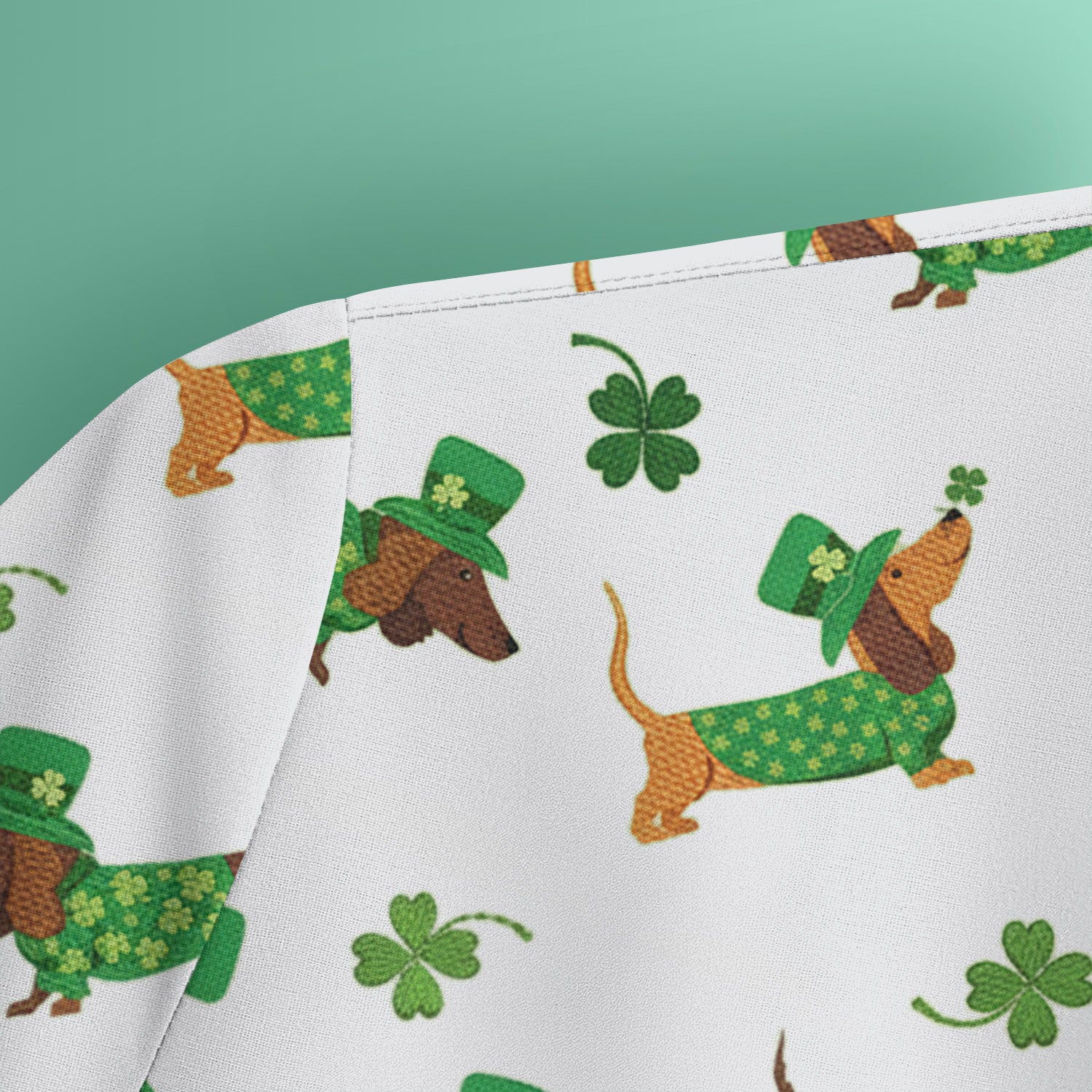 St. Patrick’s Day Dachshund Scrub Top, Funny Wiener Dog Nurse Shirt, Breathable Fabrics Nursing Uniform