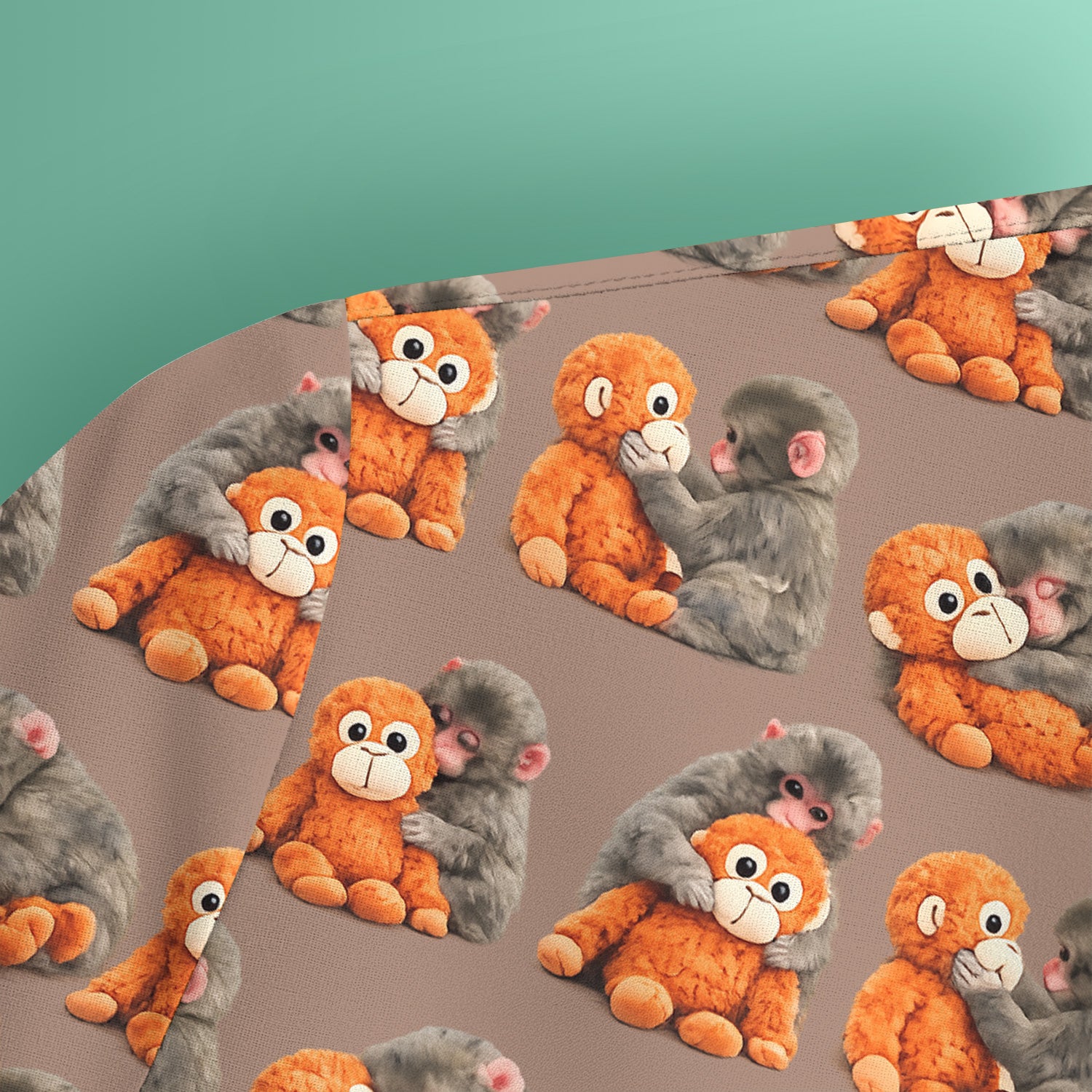 Cute Baby Monkey Plush Toy Animal Pattern Scrub Top, Breathable Medical Uniform Top
