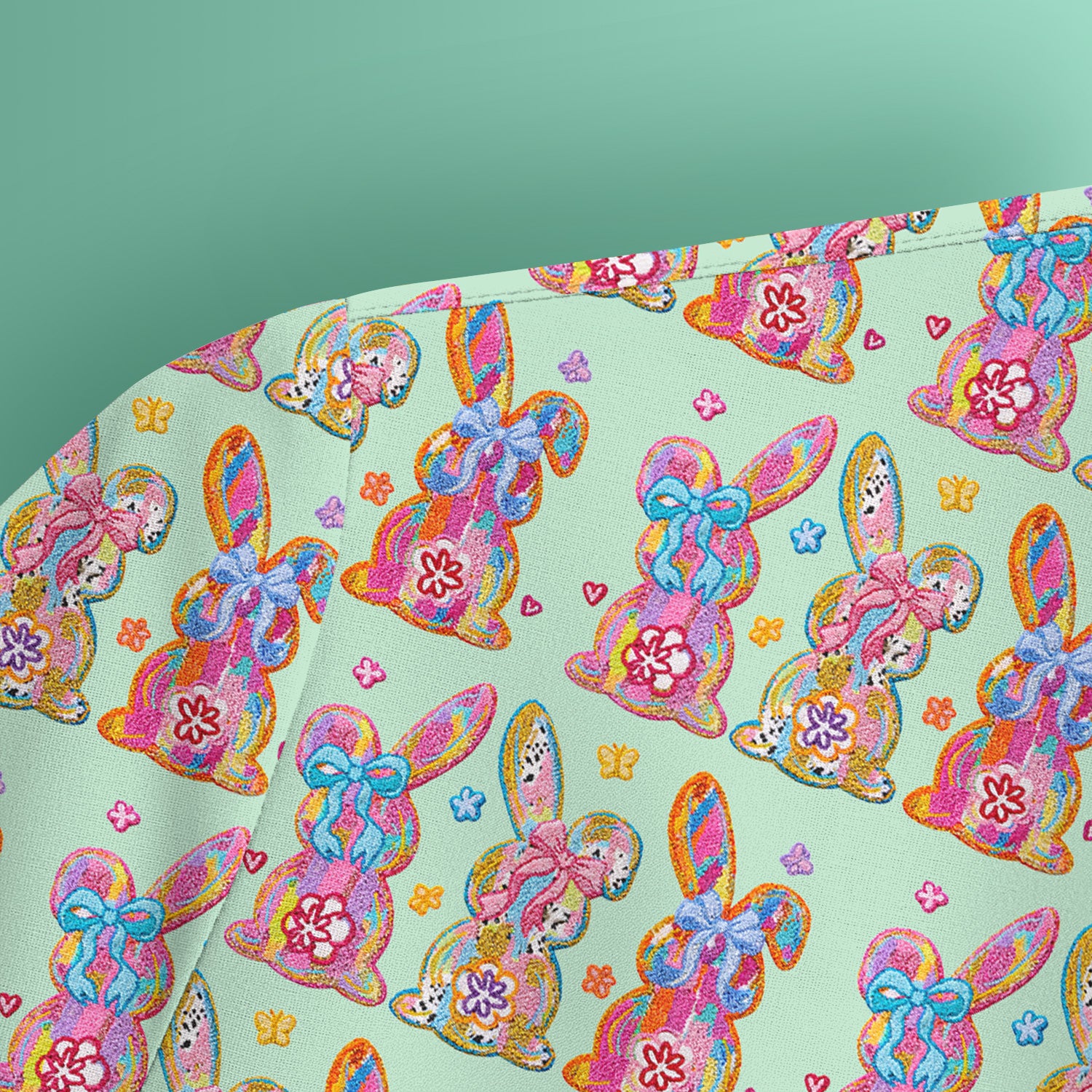 Cute Pastel Bunny Floral Pattern Scrub Top, Comfortable Scrubs for Nurses, Easter