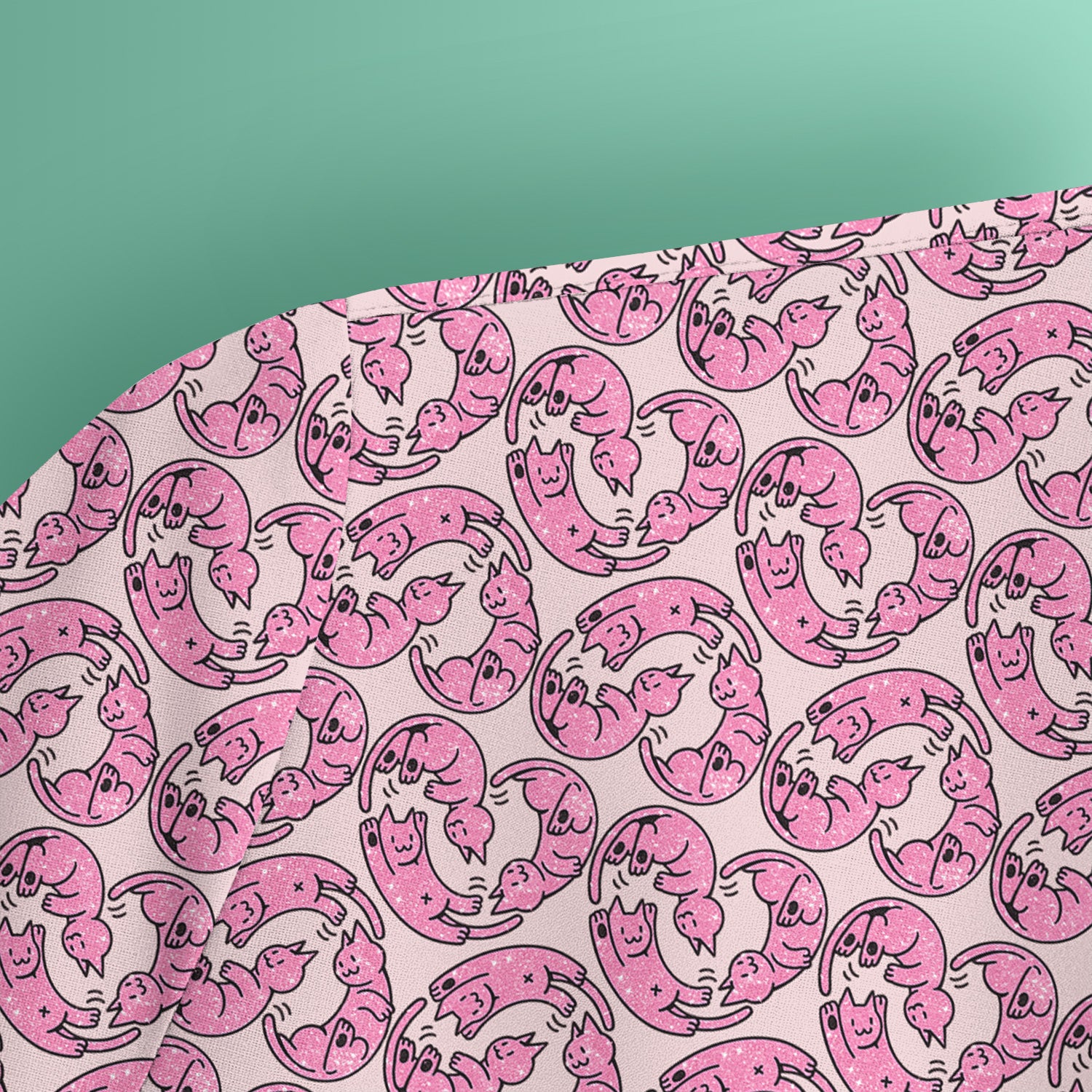 Cute Pink Cat Cartoon Pattern Scrub Top, Comfortable Scrubs for Nurses