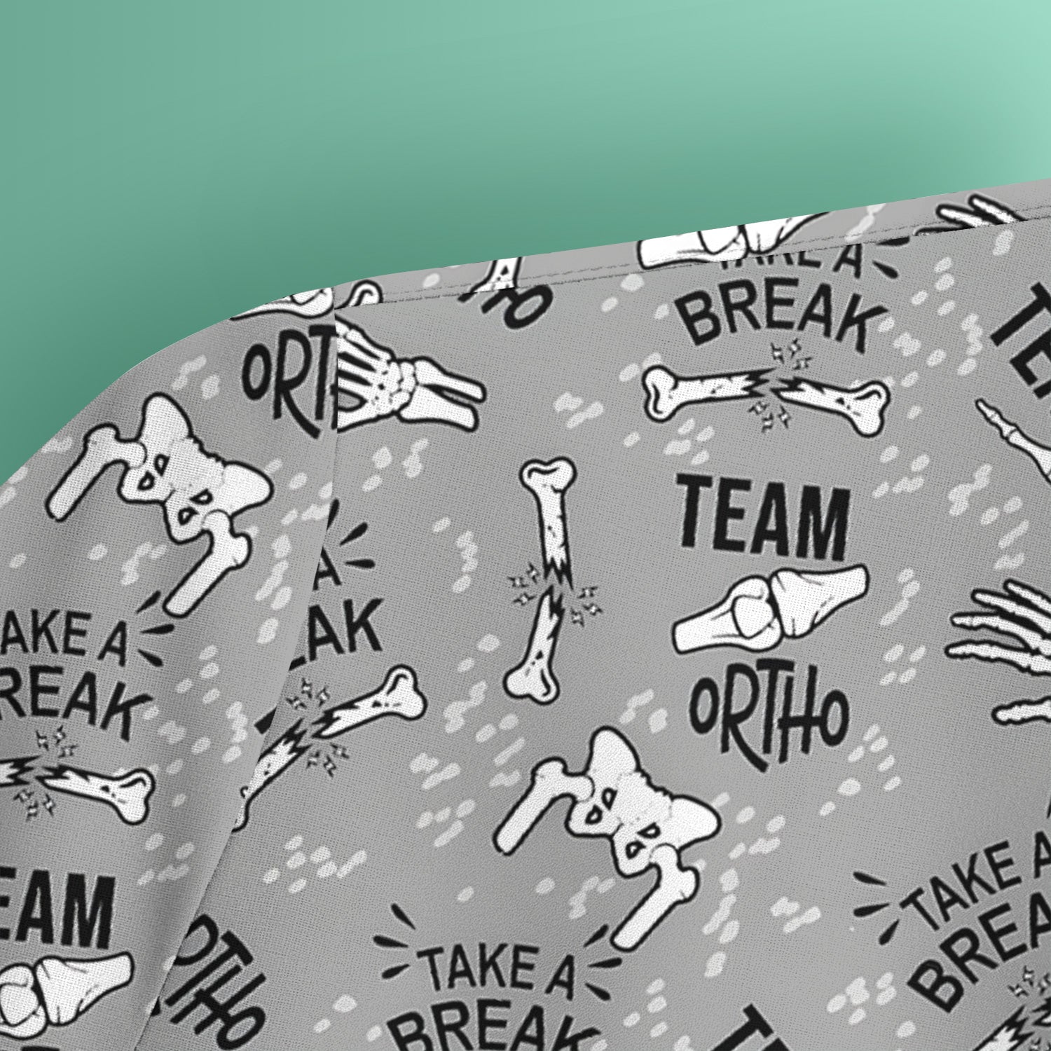 Team Ortho Bone Joint Print Scrub Top, Breathable Fabrics Nursing Uniform