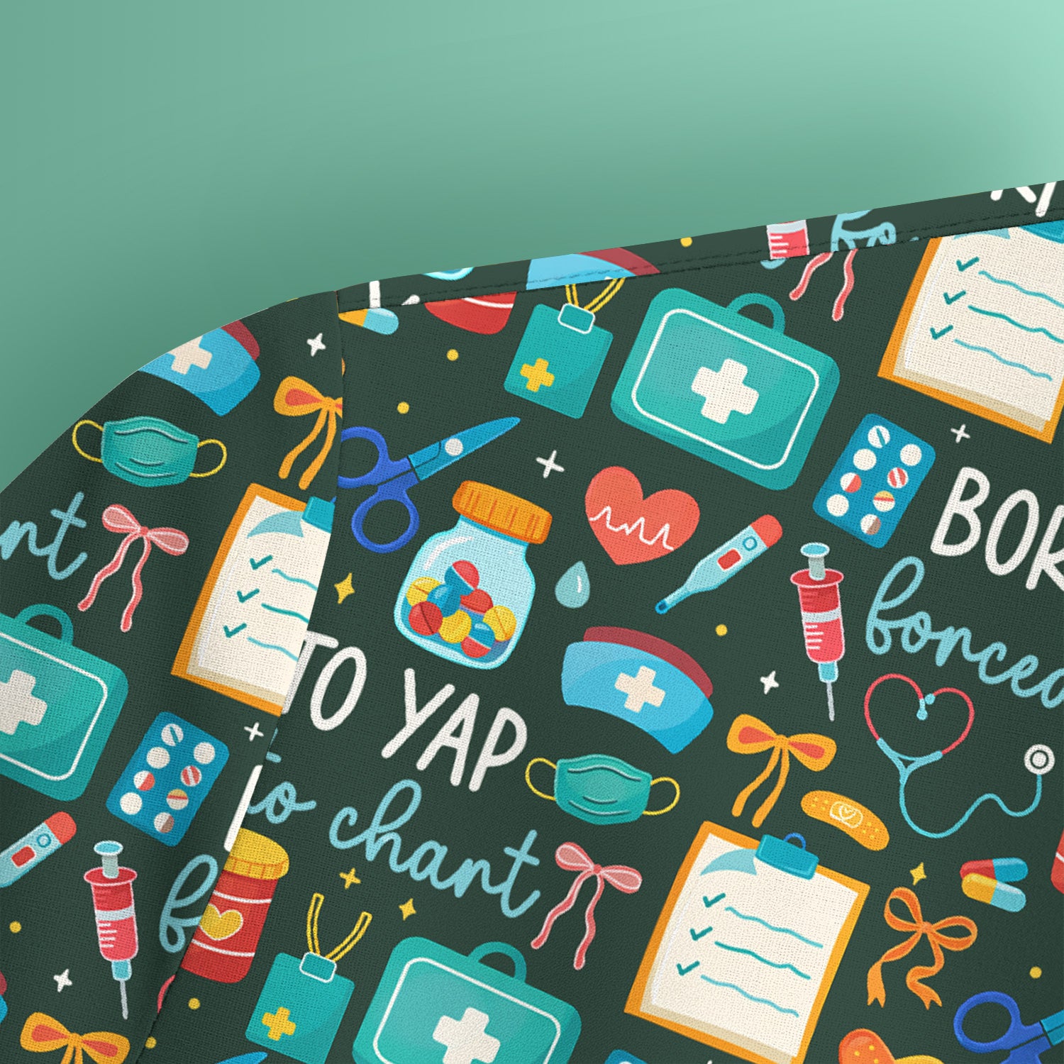 Born To Yap Medical Tools Pattern Scrub Top, Comfortable Scrubs for Nurses