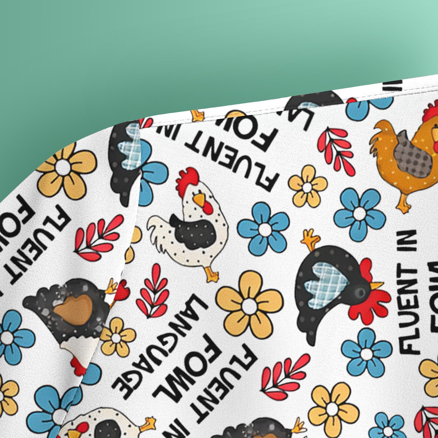 Funny Chicken Fluent in Fowl Language Pattern Scrub Top, Comfortable Scrubs for Nurses