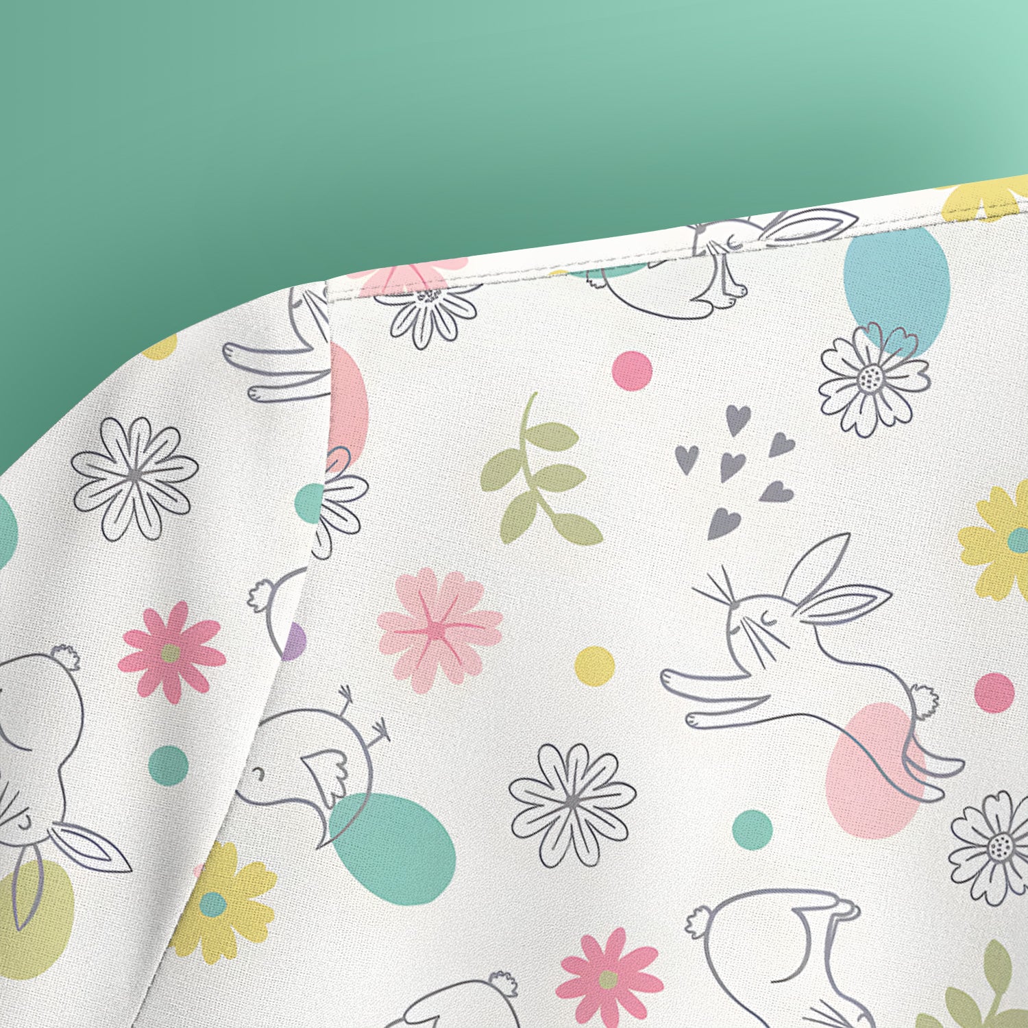 Whimsical Easter Bunny Eggs Pattern Scrub Top, Comfortable Scrubs for Nurses