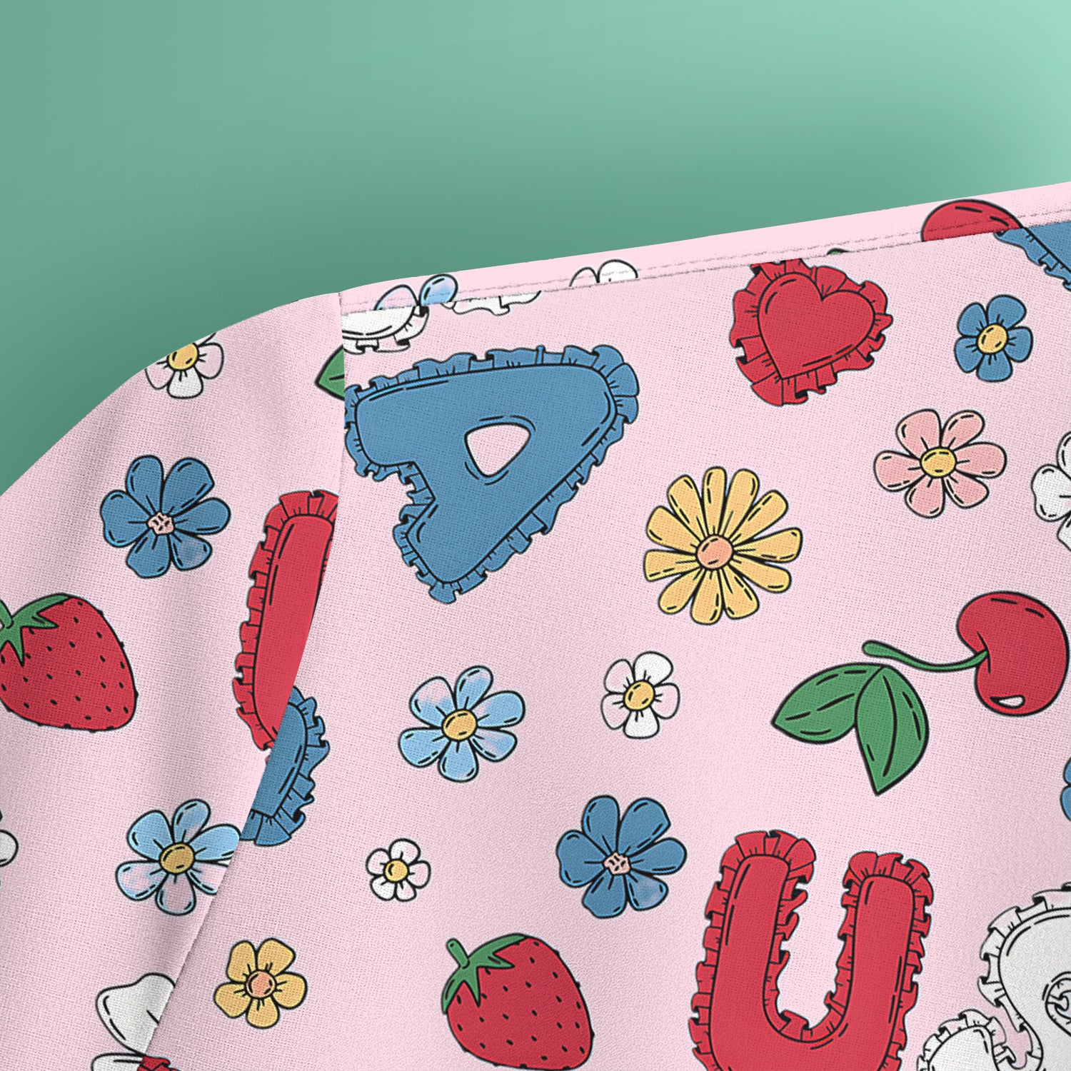 USA Cherry Strawberry Floral Patch Pattern Scrub Top, Comfortable Scrubs for Nurses