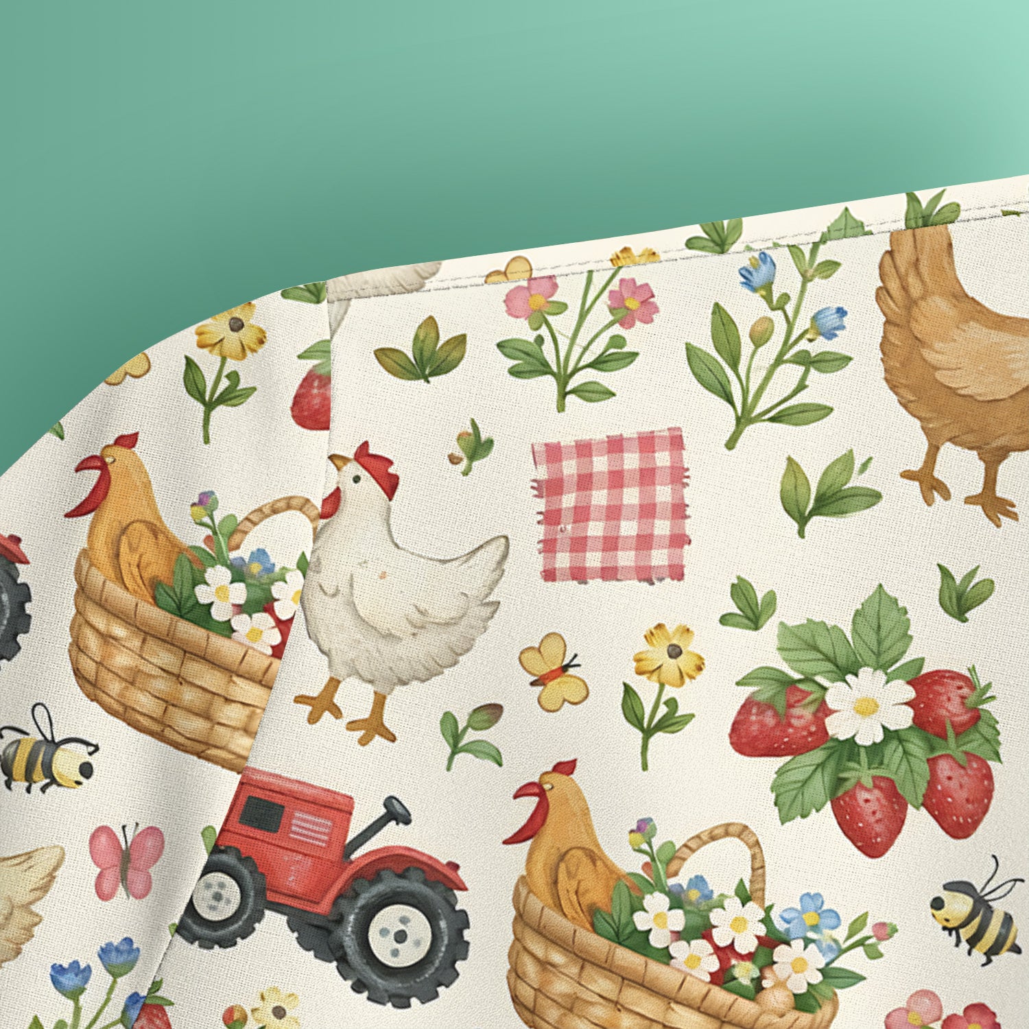 Whimsical Farm Animals Garden Pattern Scrub Top, Comfortable Scrubs for Nurses