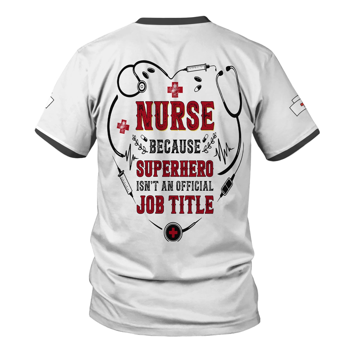 Personalized  Superhero Nurse Scrub Top - Funny Medical Uniform with Pockets - Gift for Healthcare Workers, RN, CNAs, LPNs