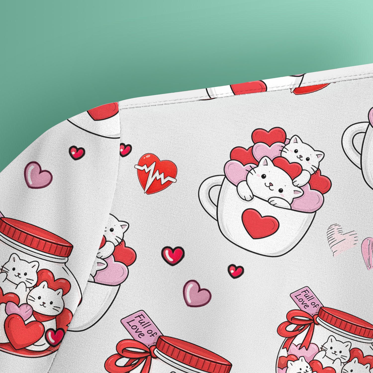 Cute Cat Valentine Nurse Scrub Top, Comfortable Scrubs for Nurses