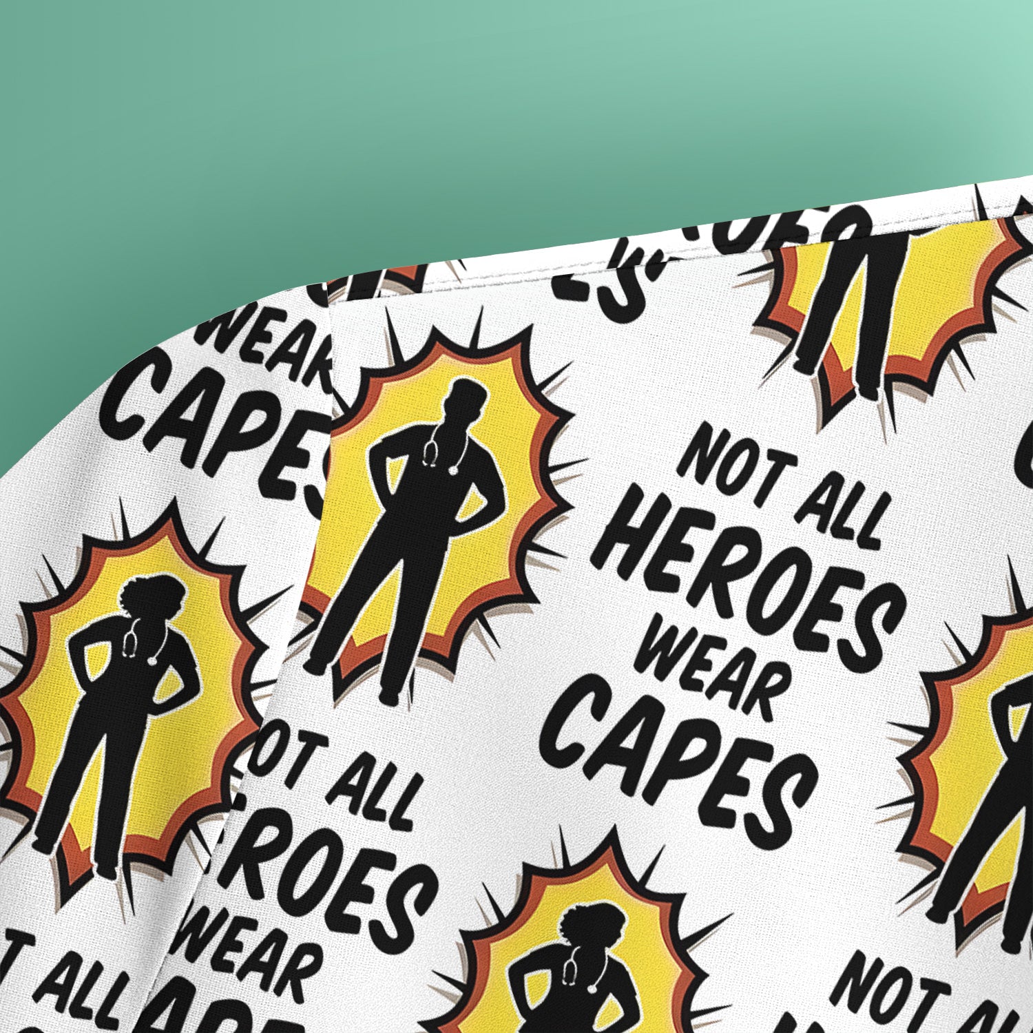 Not All Heroes Wear Capes Nurse Pattern Scrub Top, Comfortable Scrubs for Nurses