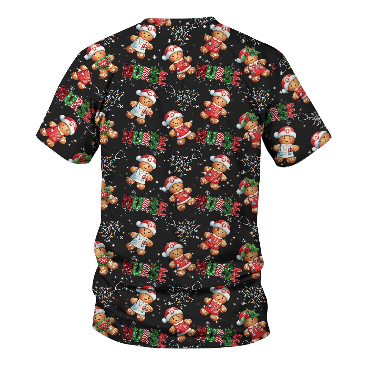 Gingerbread Christmas Scrub Top - Festive Holiday Nurse Medical Shirt - Gift for RN CNA LPN