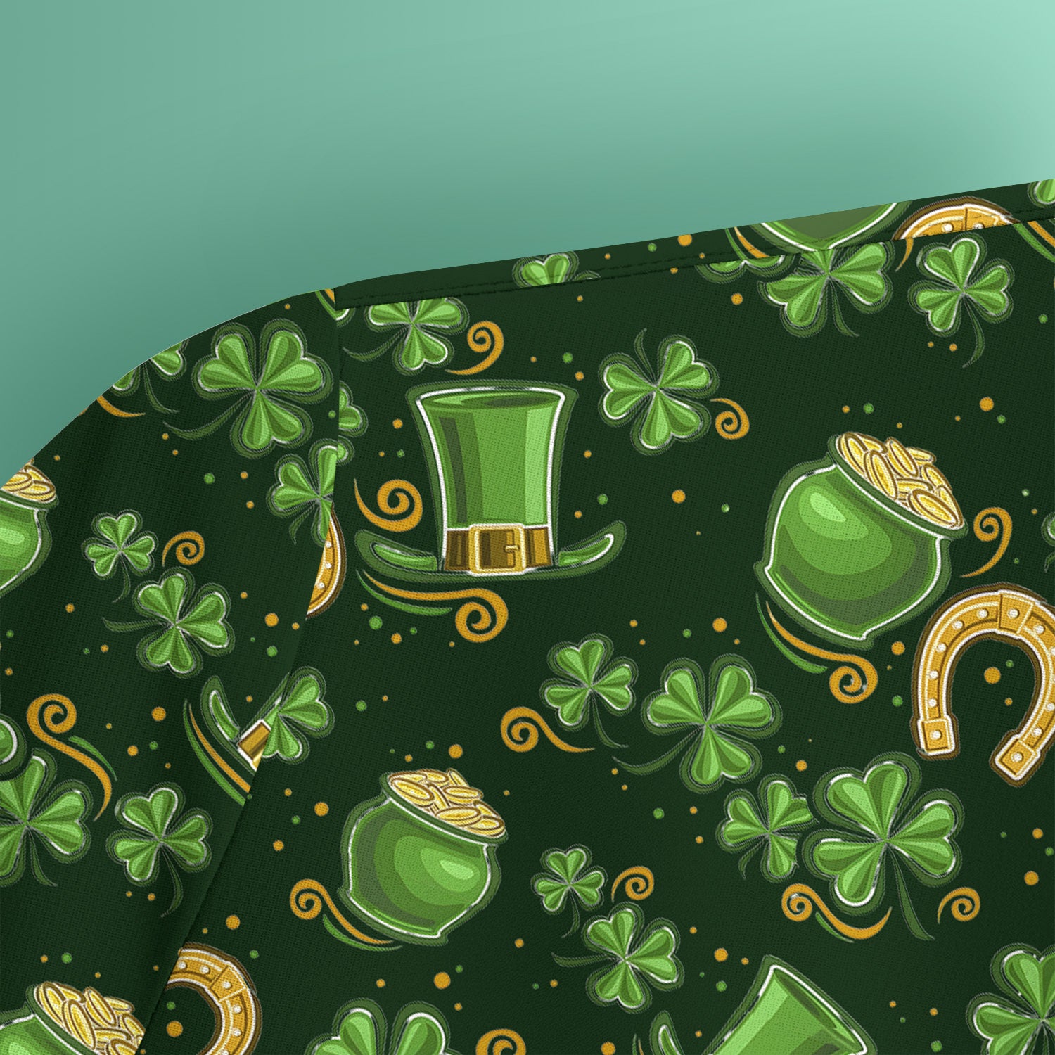 St. Patrick Shamrock Pattern Scrub Top, Comfortable Scrubs for Nurses