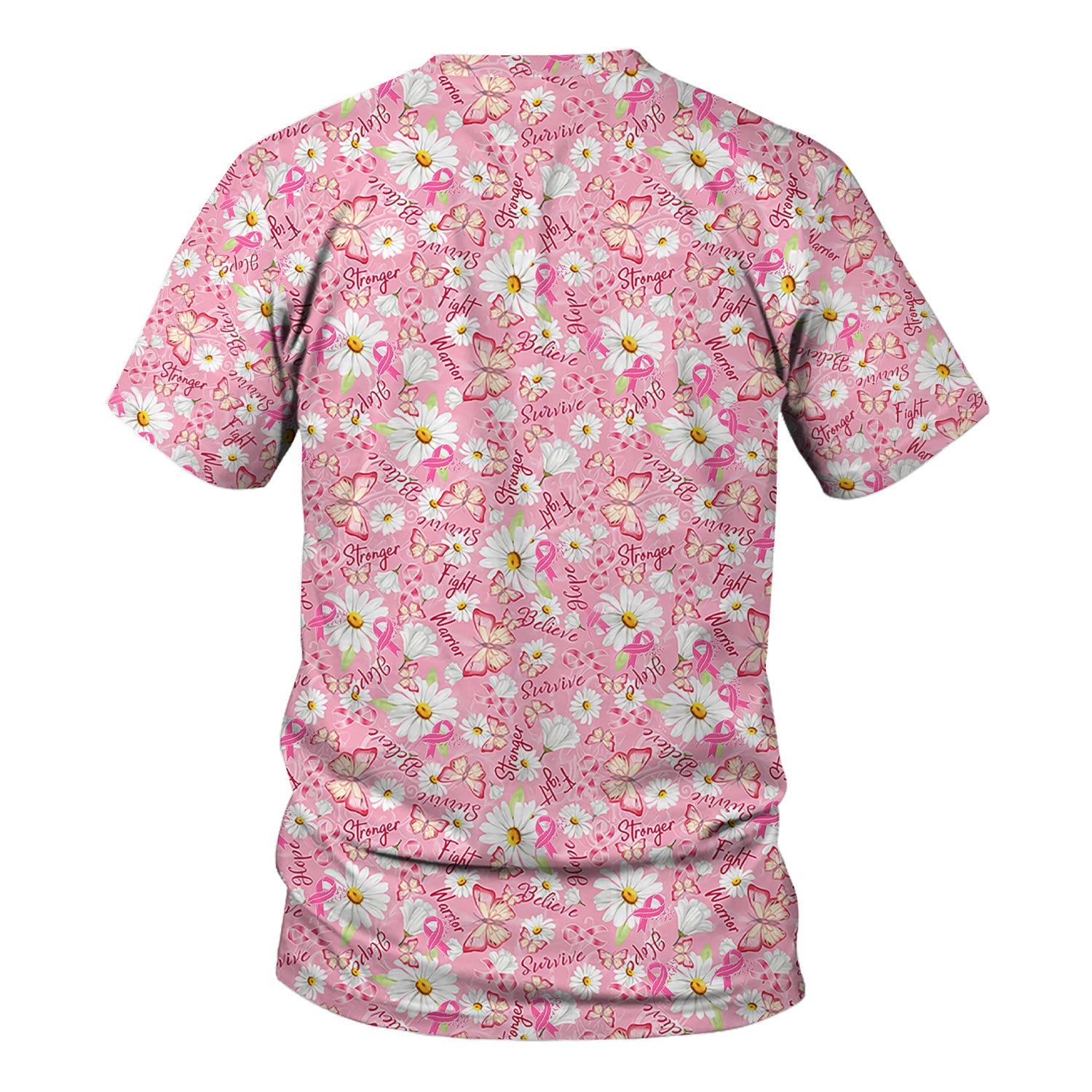 Breast Cancer Awareness Scrub - Warrior Survivor Hope & Pink Ribbon Top - Gift for Women RN LPN CNA