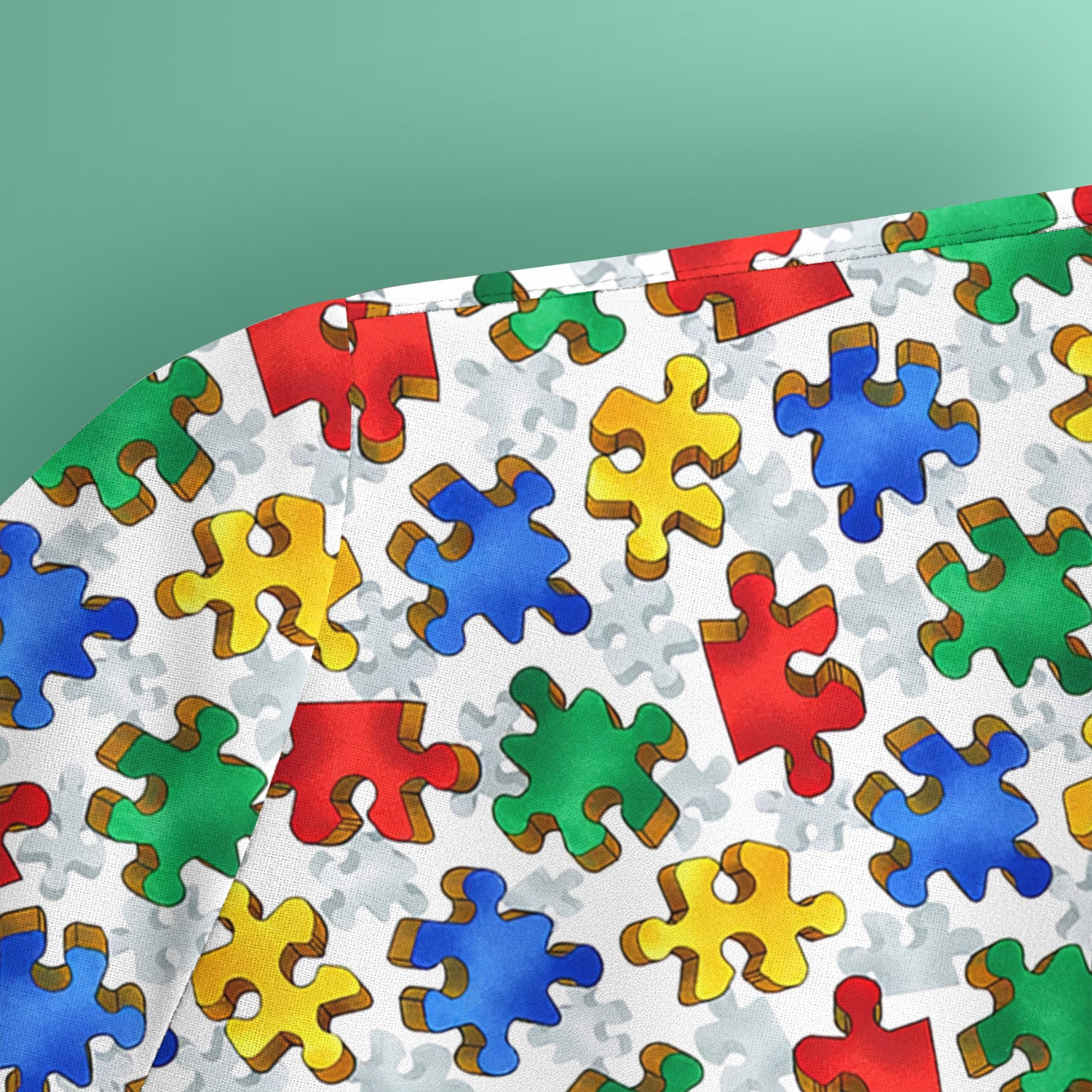 Colorful Autism Puzzle Piece Pattern Scrub Top, Comfortable Scrubs for Nurses