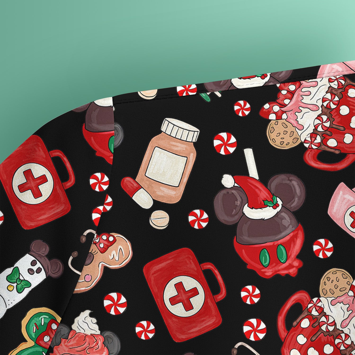 Funny Gingerbread Christmas Scrub Top - Cute Candy Cupcake Nurse Shirt - Holiday Medical Uniform RN CNA LPN