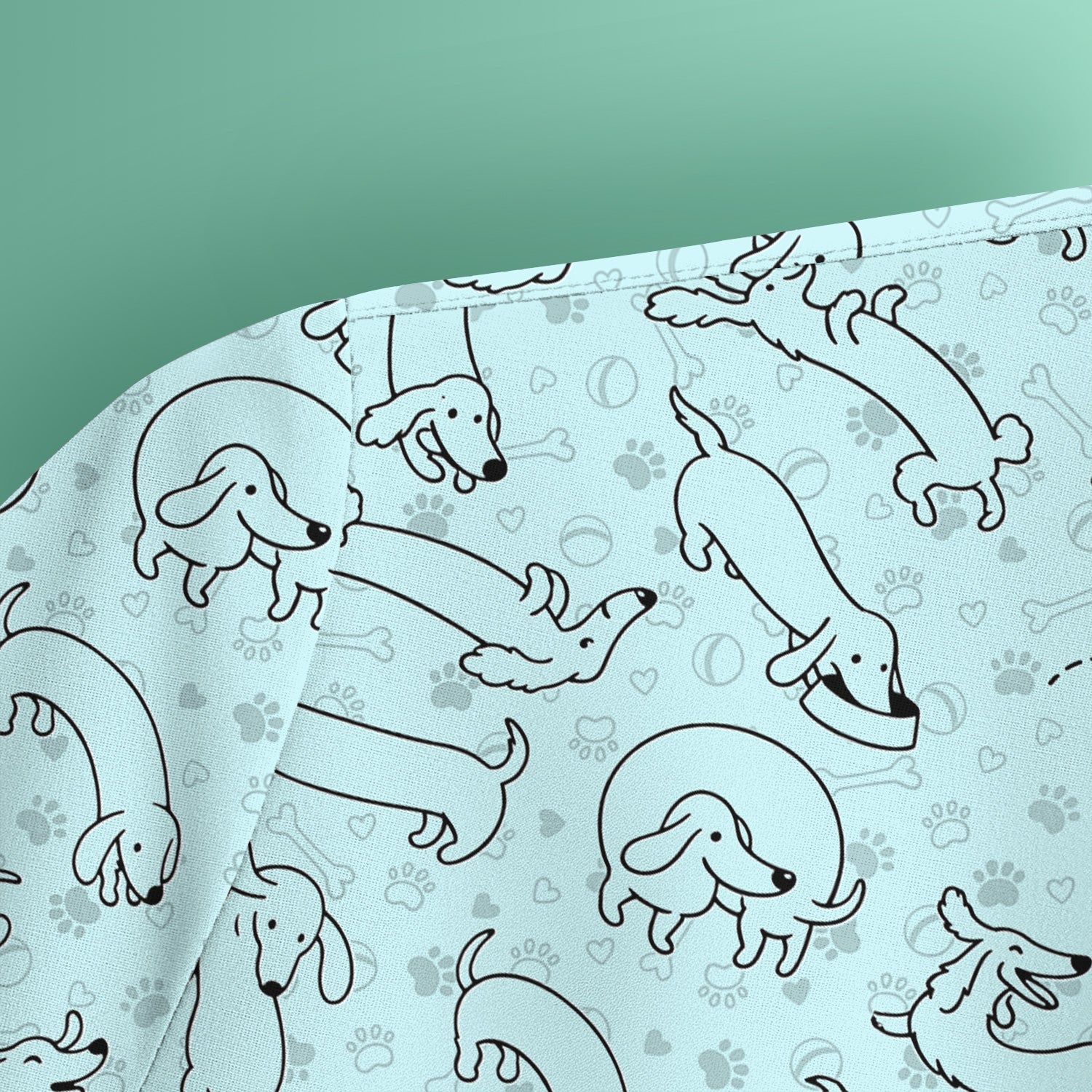 Playful Dachshund Dog Line Art Print Scrub Top, Comfortable Scrubs for Nurses