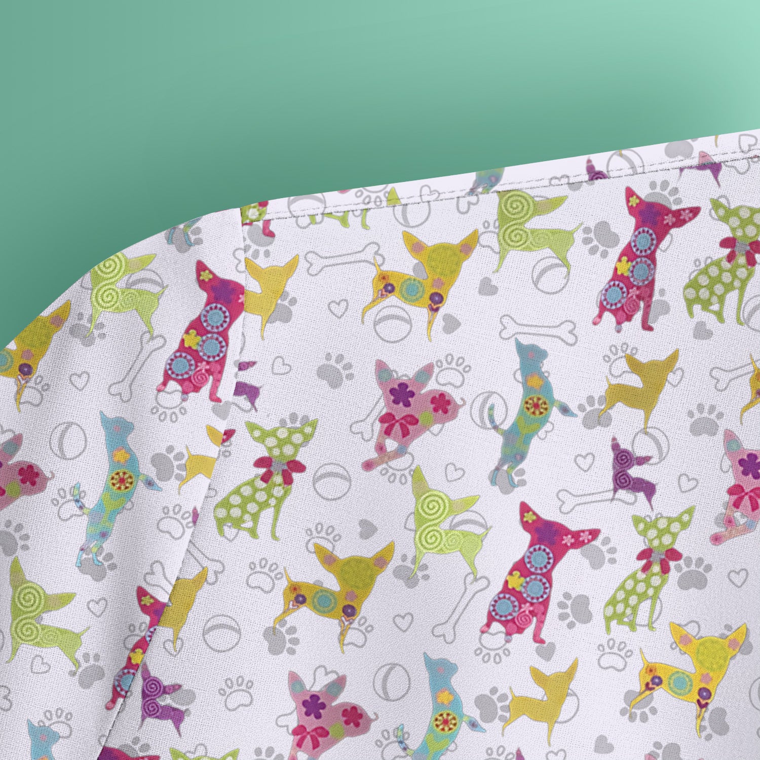 Colorful Playful Dog Print Nurse Scrub Top, Comfortable Scrubs for Nurses