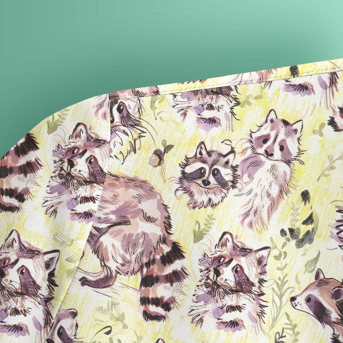 Cute Woodland Raccoon Forest Animal Pattern Scrub Top, Comfortable Scrubs for Nurses