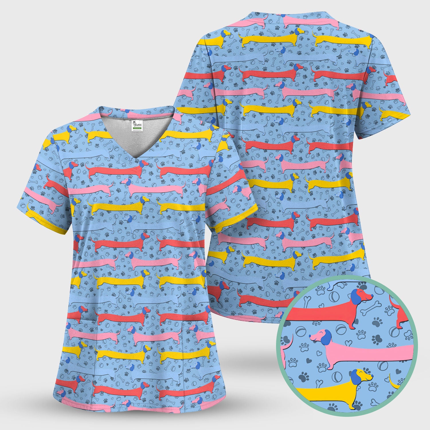 It’s Been a Long Day Dachshund Scrub Top - Funny Wiener Dog Nurse Shirt for Women - Cute Medical Workwear for RN LPN CNA