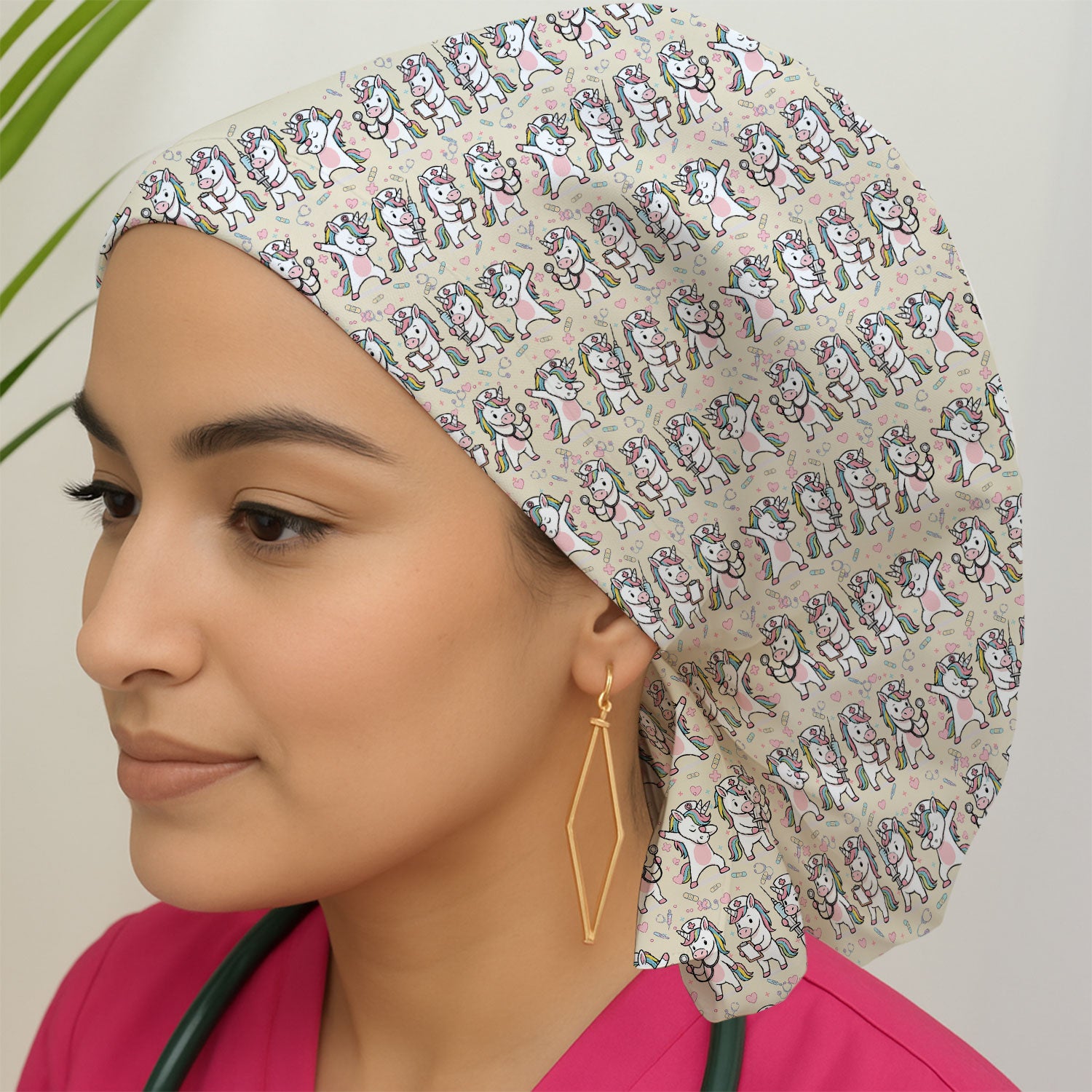 Cute Unicorn Nurse Scrub Cap, Playful Medical Cartoon Nursing Hat, Breathable Fabrics Nurse Uniform