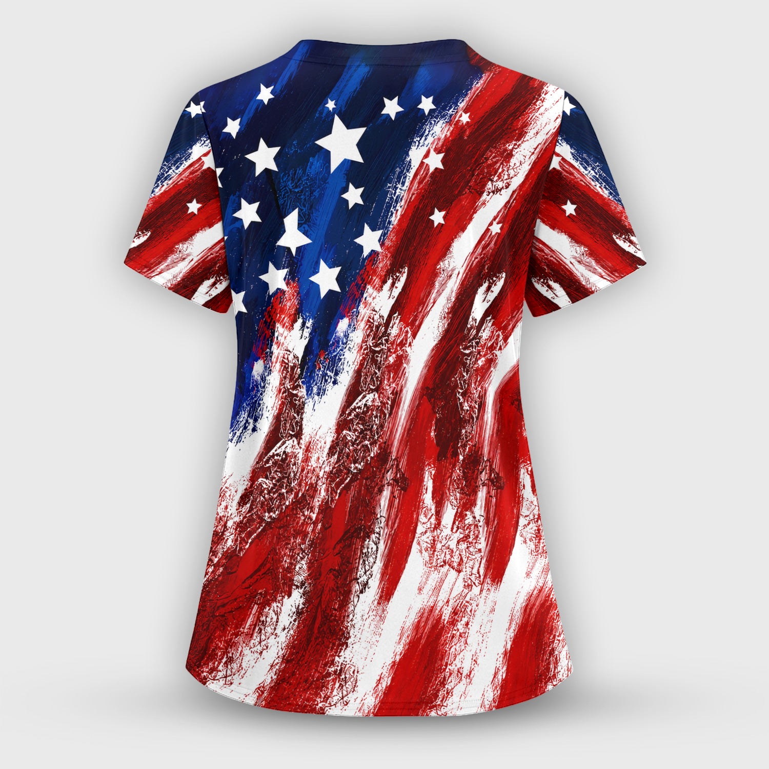 Patriotic American Flag Nurse Scrub Top for RN, CNA, Healthcare Workers, USA Medical Uniform Scrub Top, Comfortable Scrubs for Nurses