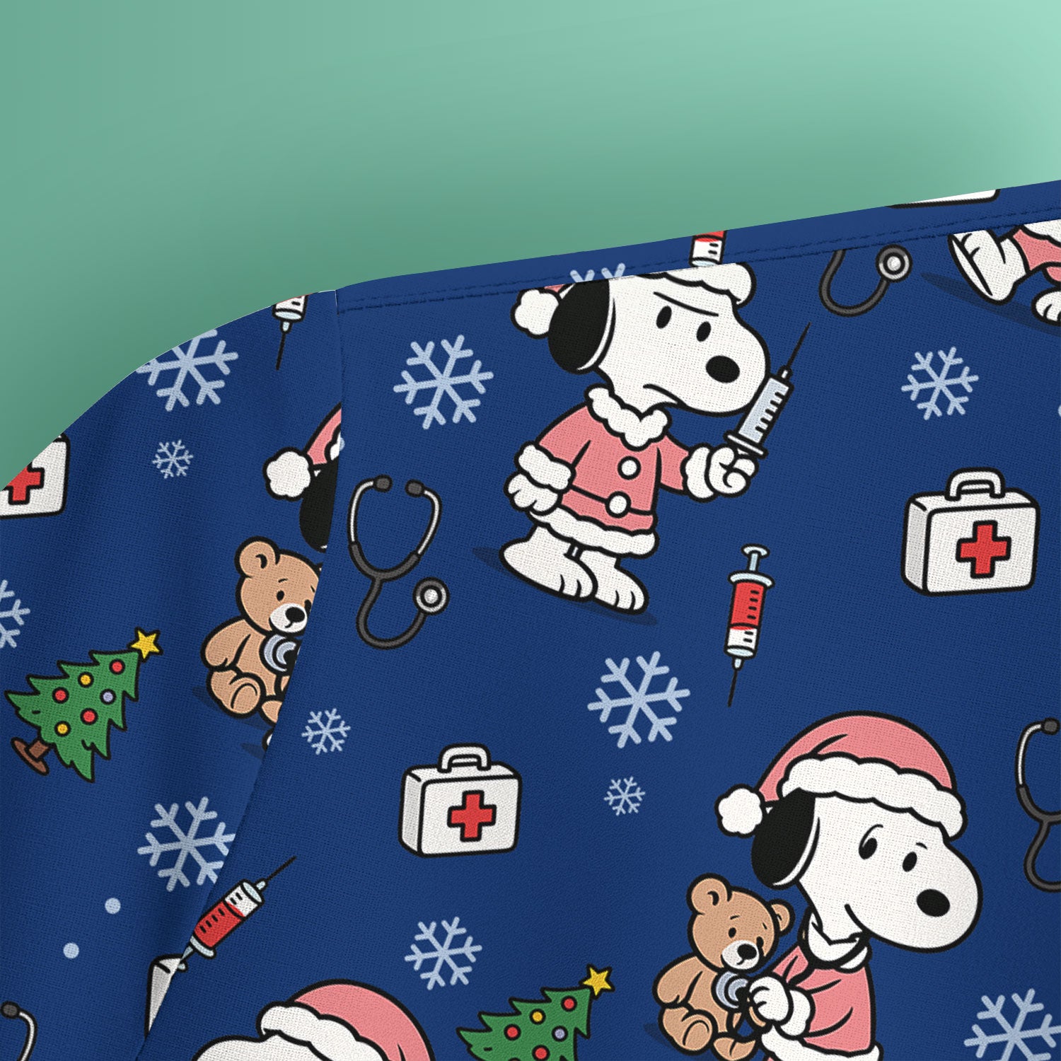 Snoopy Holiday Scrubs Top Multi Colors - Funny Xmas Nurse Shirt Women - Cute Christmas Scrub Top Gift for Healthcare Workers