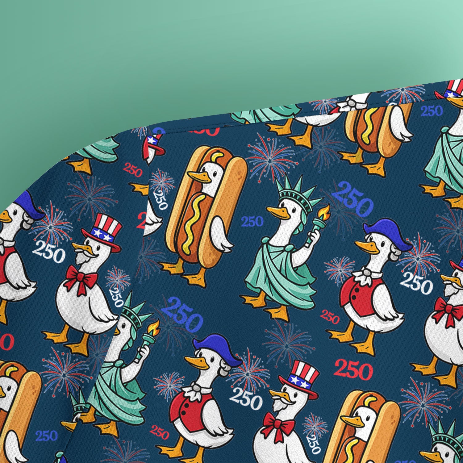 Patriotic Duck Independence Day Pattern Scrub Top, Breathable Healthcare Uniform Top