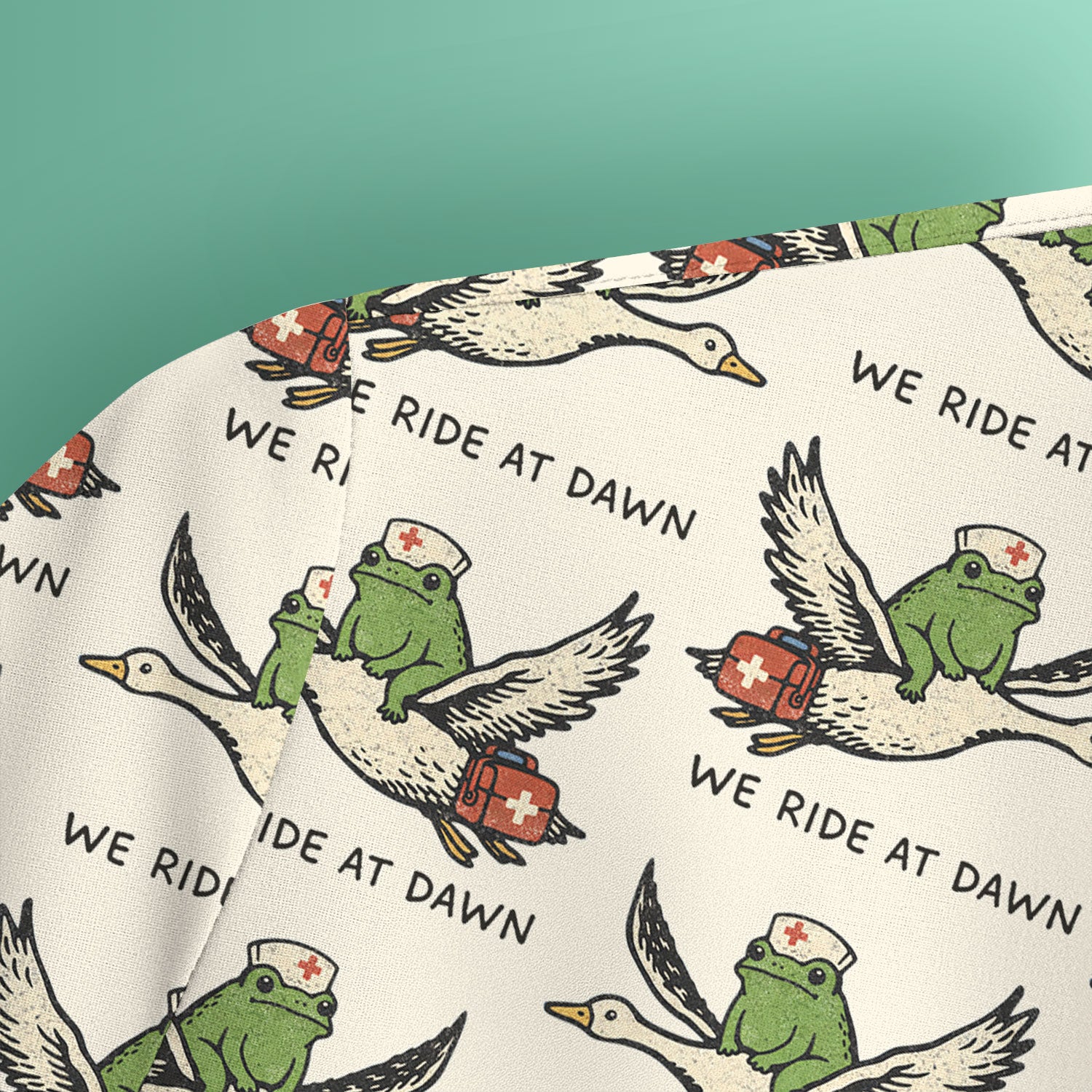Funny Frog Riding Goose Nurse Pattern Scrub Top, Comfortable Scrubs for Nurses