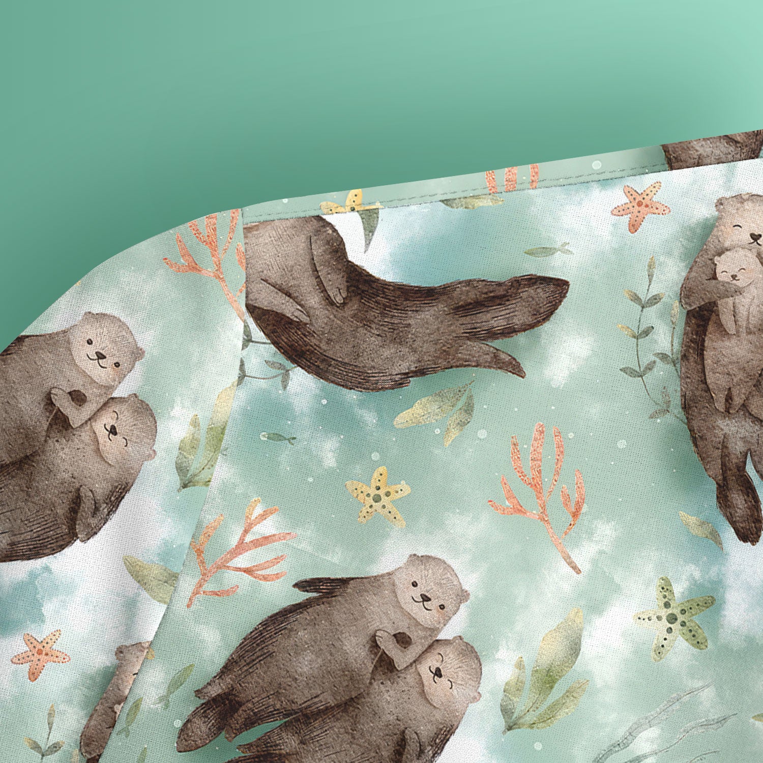 Cute Sea Otter Watercolor Print Scrub Top for Women, Breathable Nursing Uniform