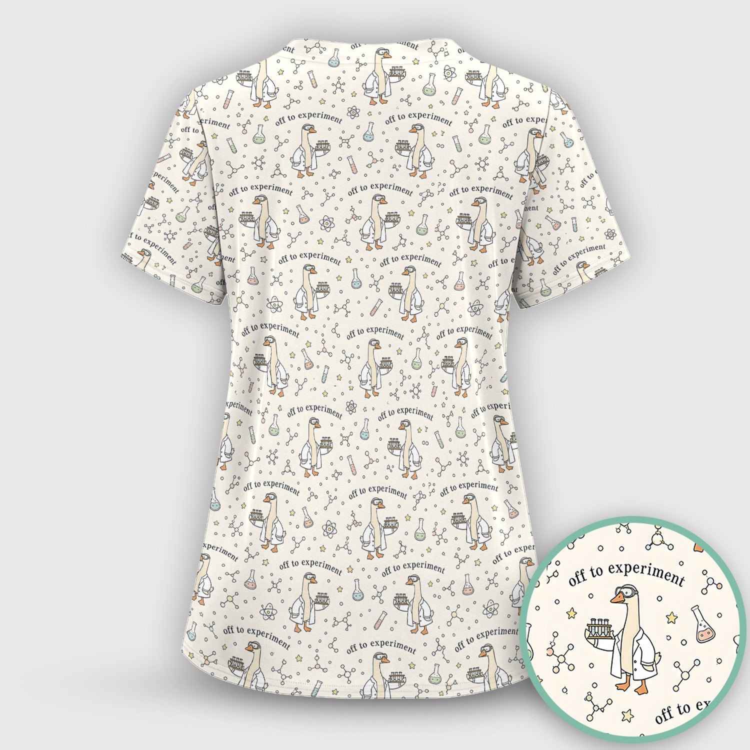 Funny Off To Experiment Scientist Goose Scrub Top, Comfortable Scrubs for Nurses