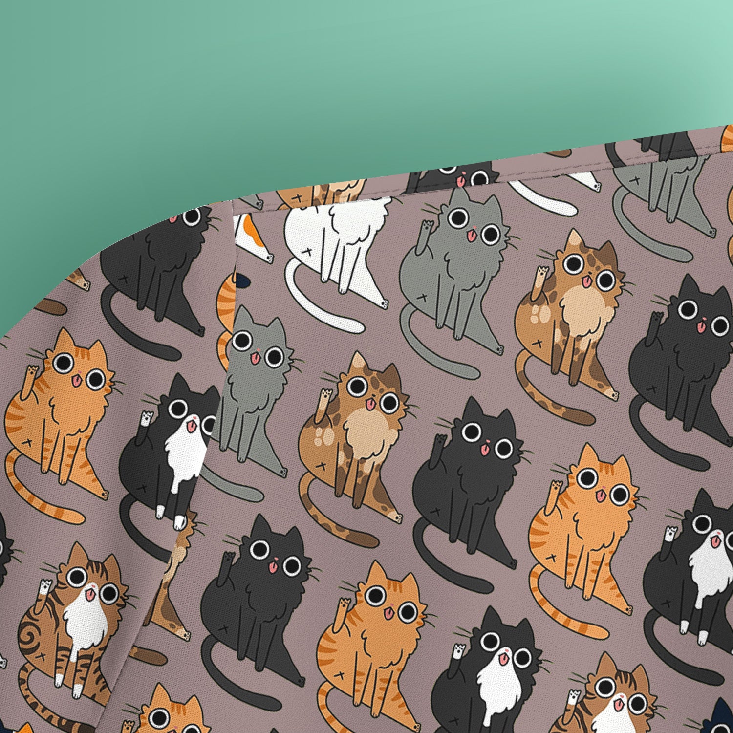 Cute Cartoon Cat Pattern Scrub Top, Comfortable Scrubs for Nurses